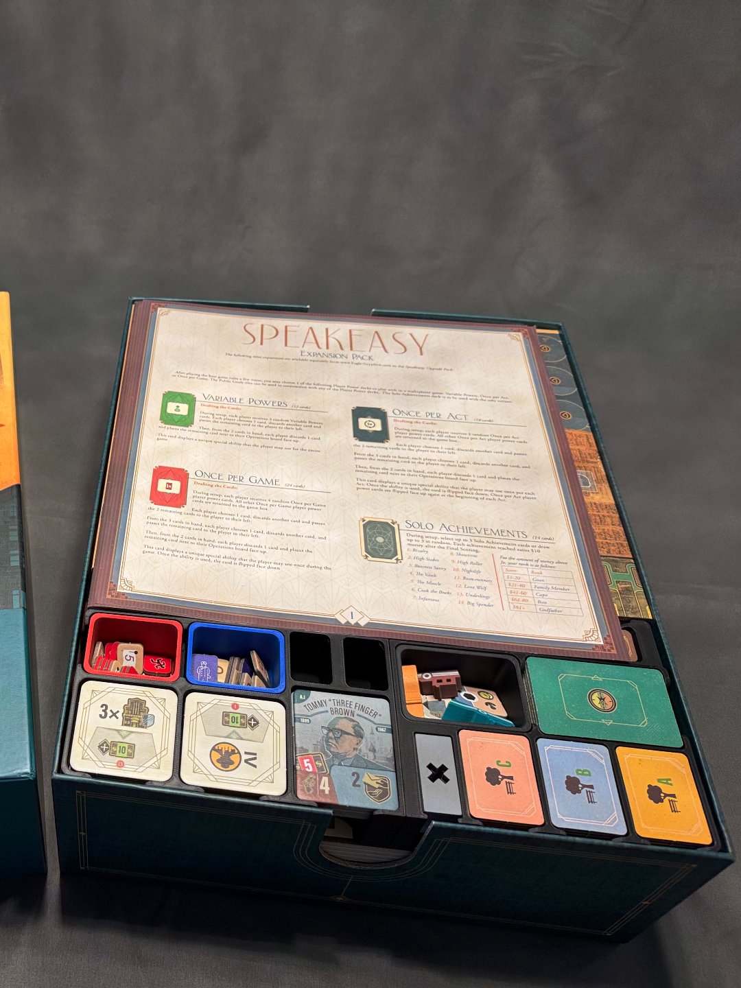 KreativLayers Speakeasy Board Game Insert, custom organizer designed for efficient game storage and setup.