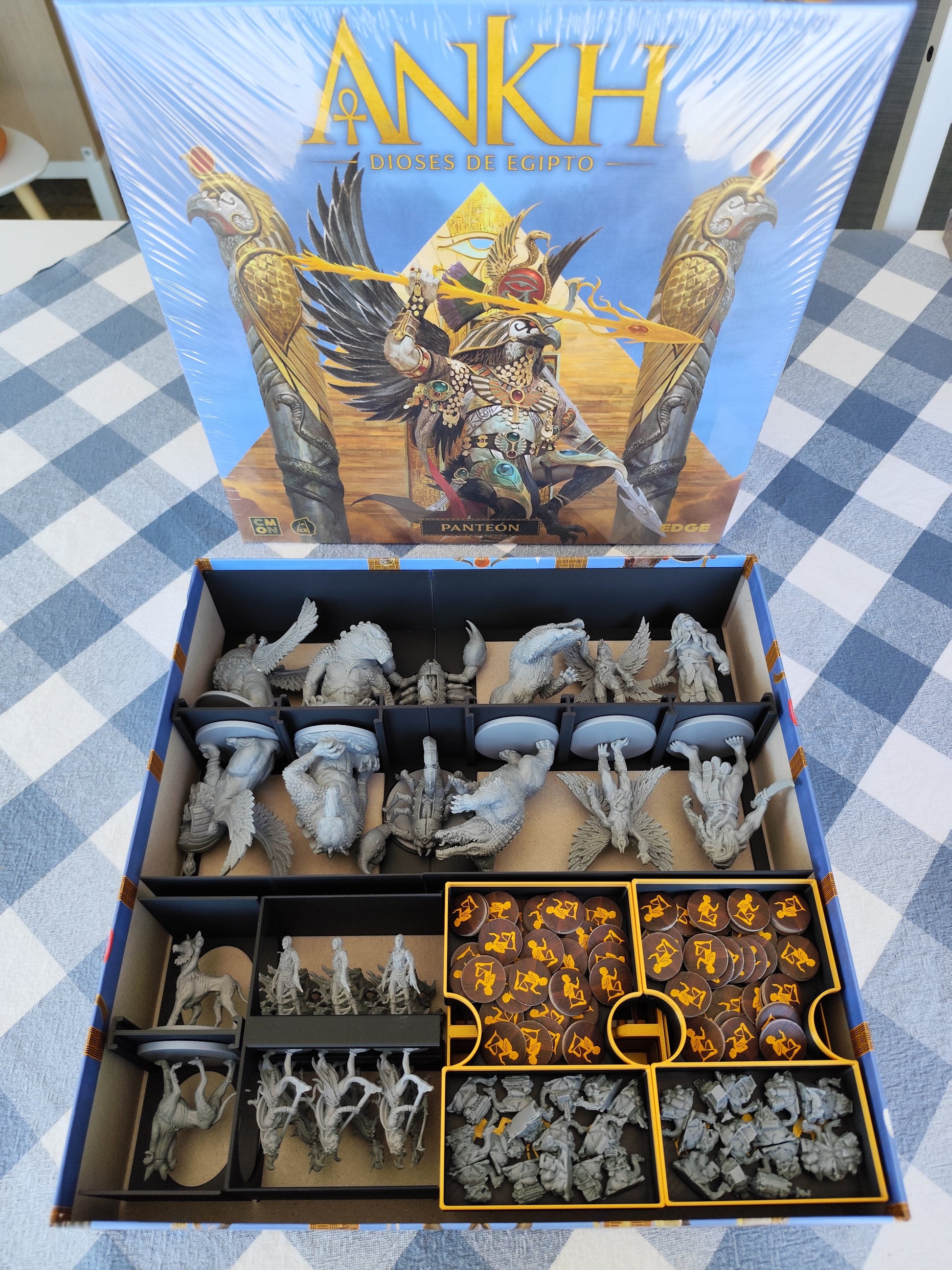 KreativLayers Ankh Gods of Egypt board game organizer with compartments for game pieces and cards, in a detailed design.