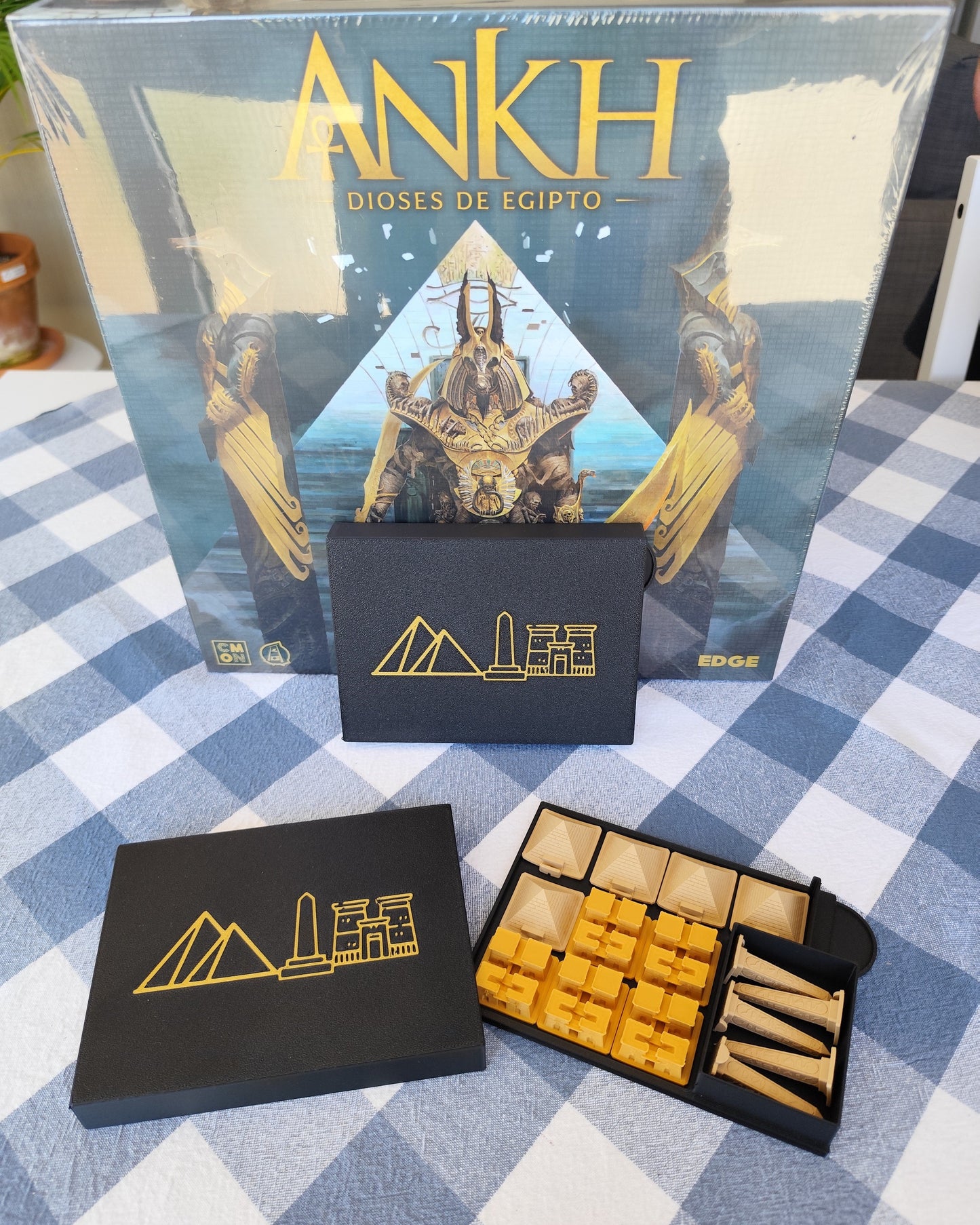 Ankh Gods of Egypt board game organizer by KreativLayers, featuring compartments for game components and cards.