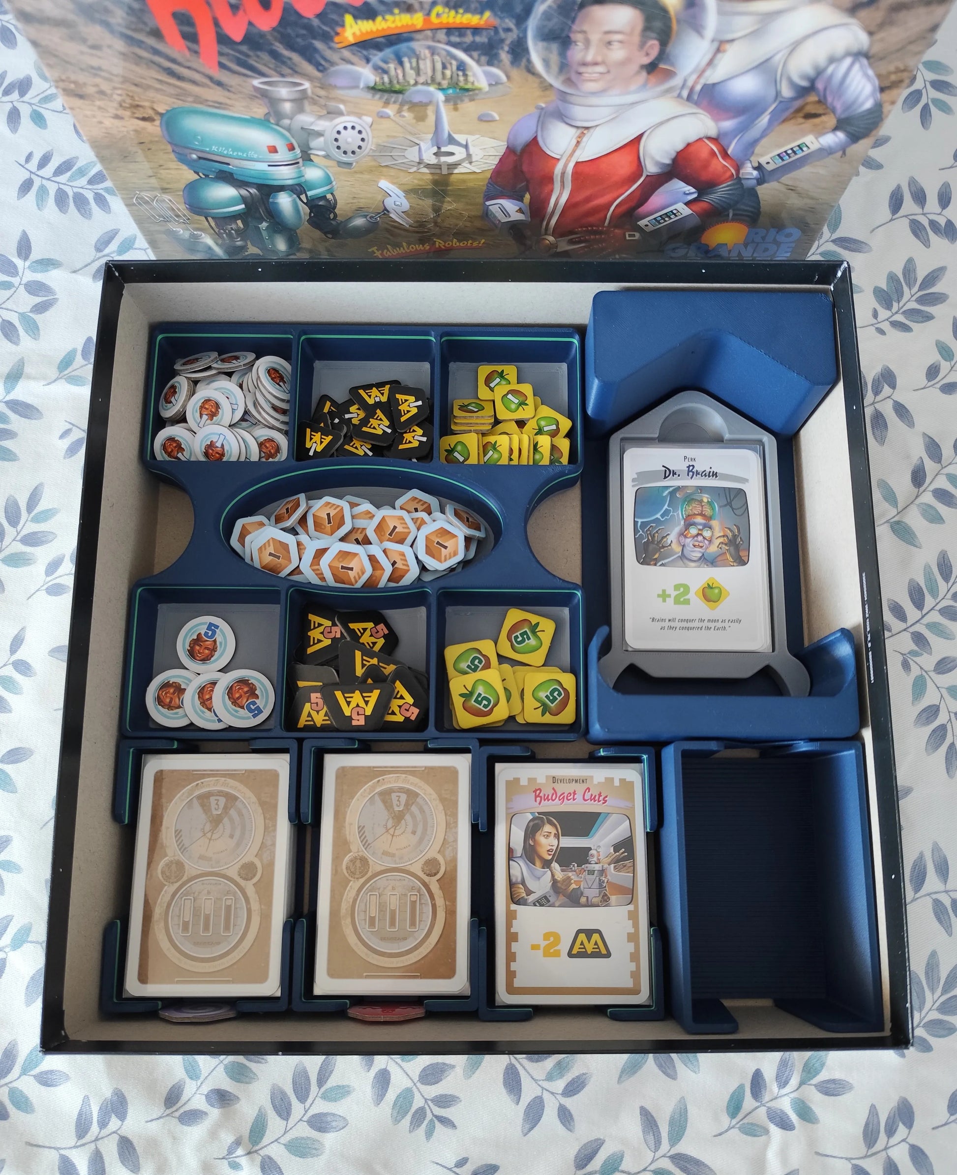 KreativLayers Moon Colony Bloodbath Board Game Organizer with compartments for game pieces and cards, shown in the image.