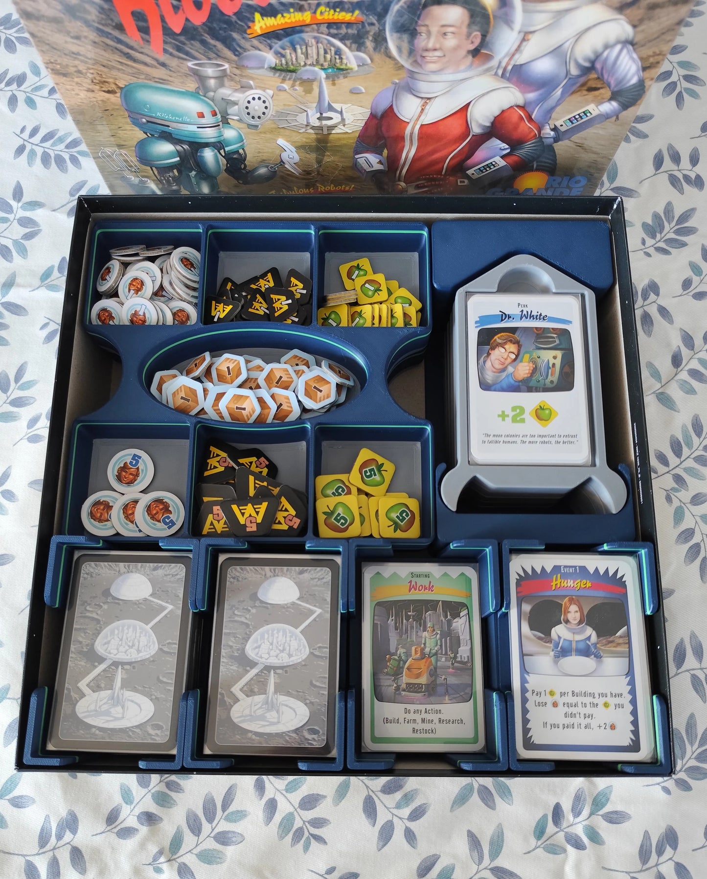 KreativLayers Moon Colony Bloodbath Board Game Organizer with compartments for game pieces and cards, keeping setup neat and organized.