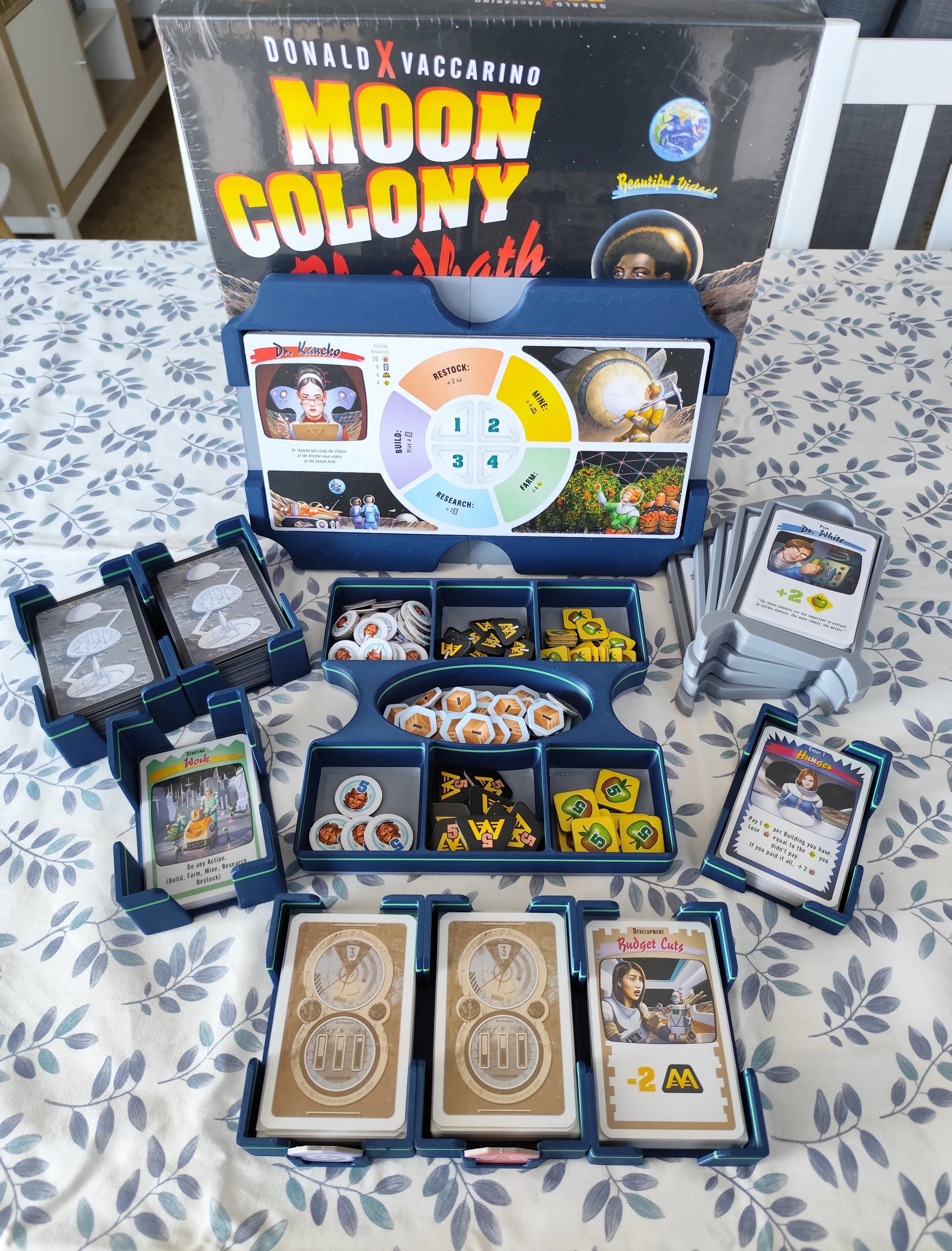KreativLayers Moon Colony Bloodbath Board Game Organizer with compartments for game pieces and cards.