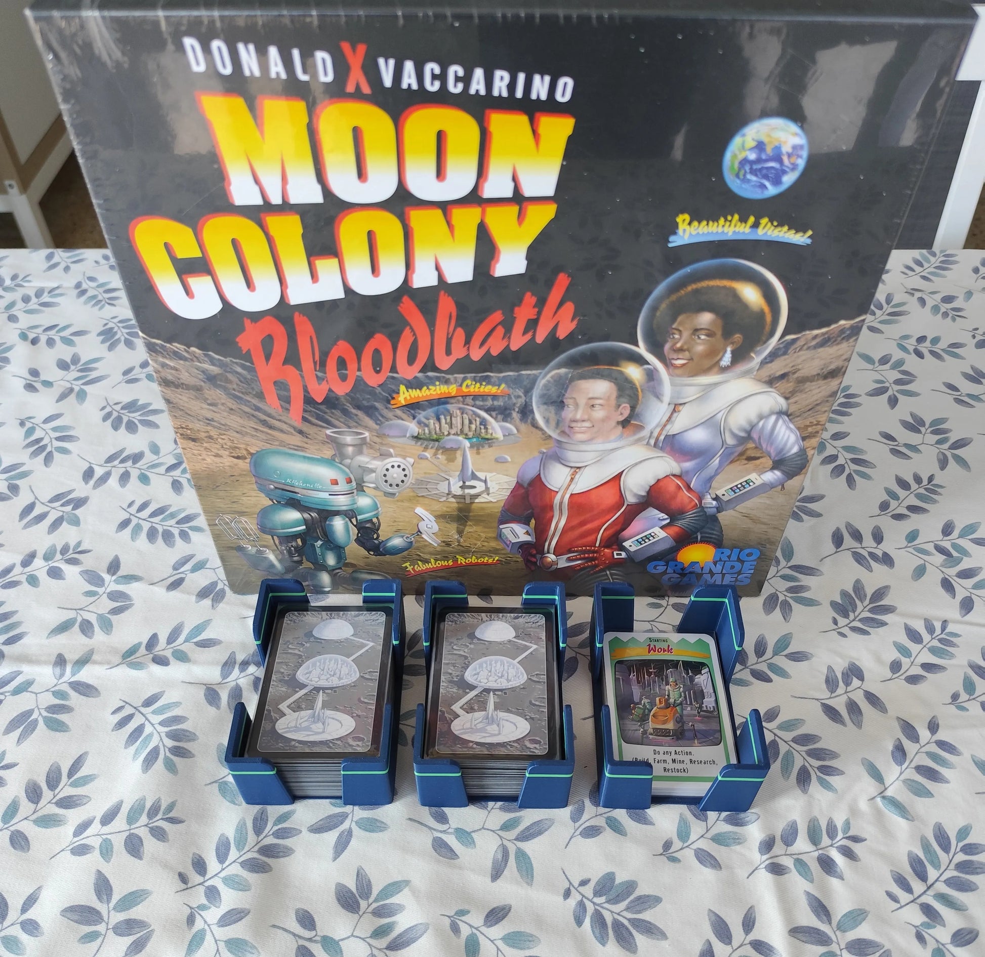 KreativLayers Moon Colony Bloodbath Board Game Organizer with compartments for game pieces and cards on a white background.