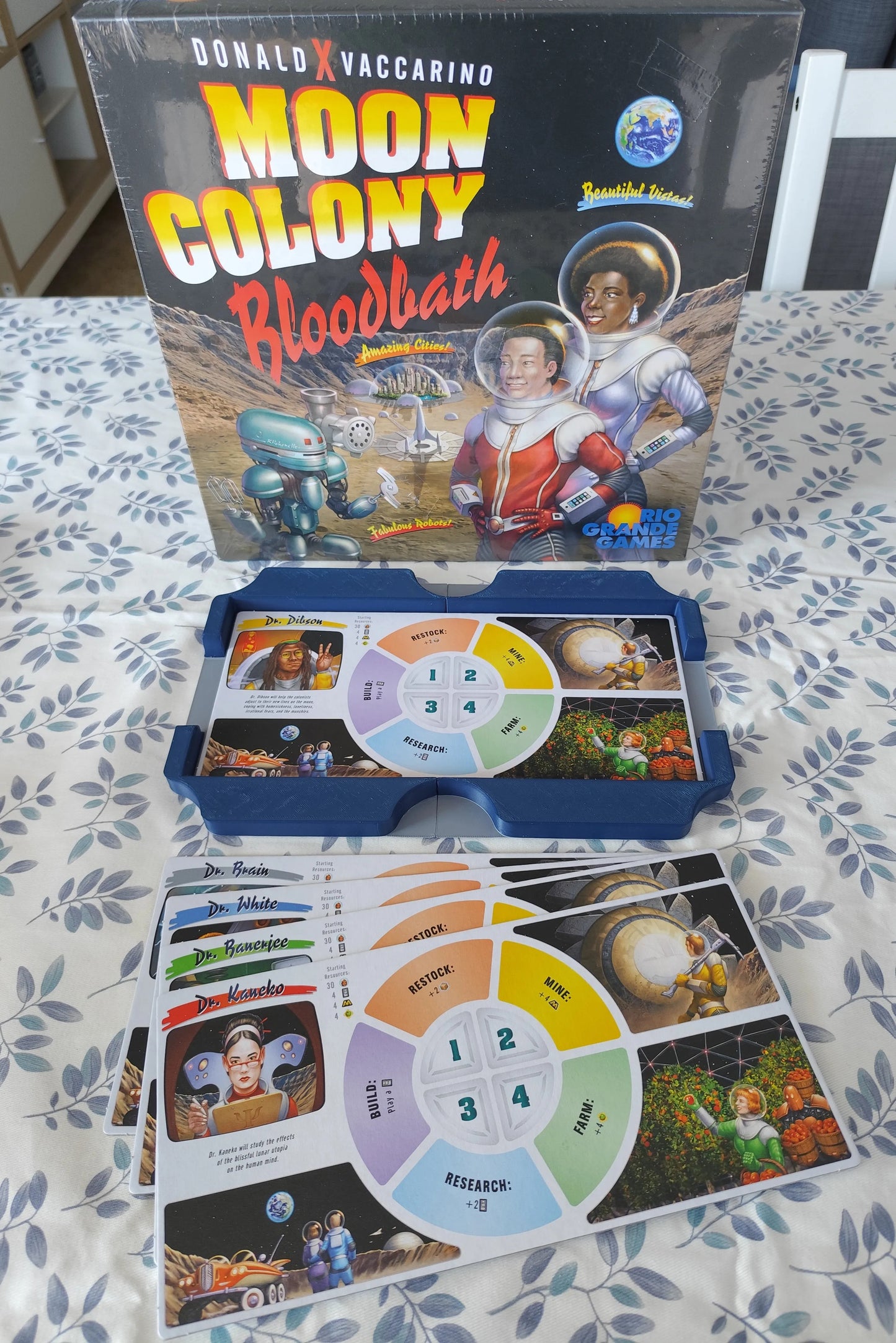 KreativLayers Moon Colony Bloodbath Board Game Organizer with compartments for game pieces and cards, in a sleek design.