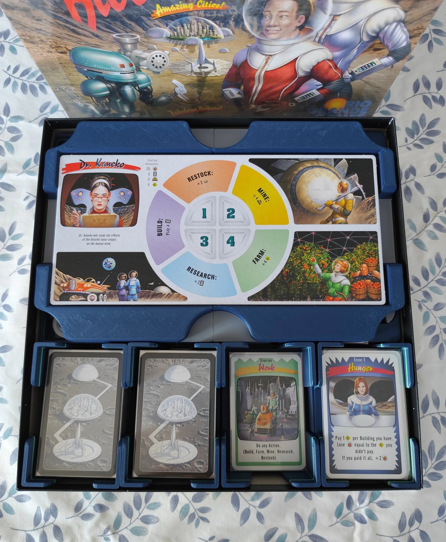 KreativLayers Moon Colony Bloodbath Board Game Organizer with compartments for game pieces and cards, on a white background.