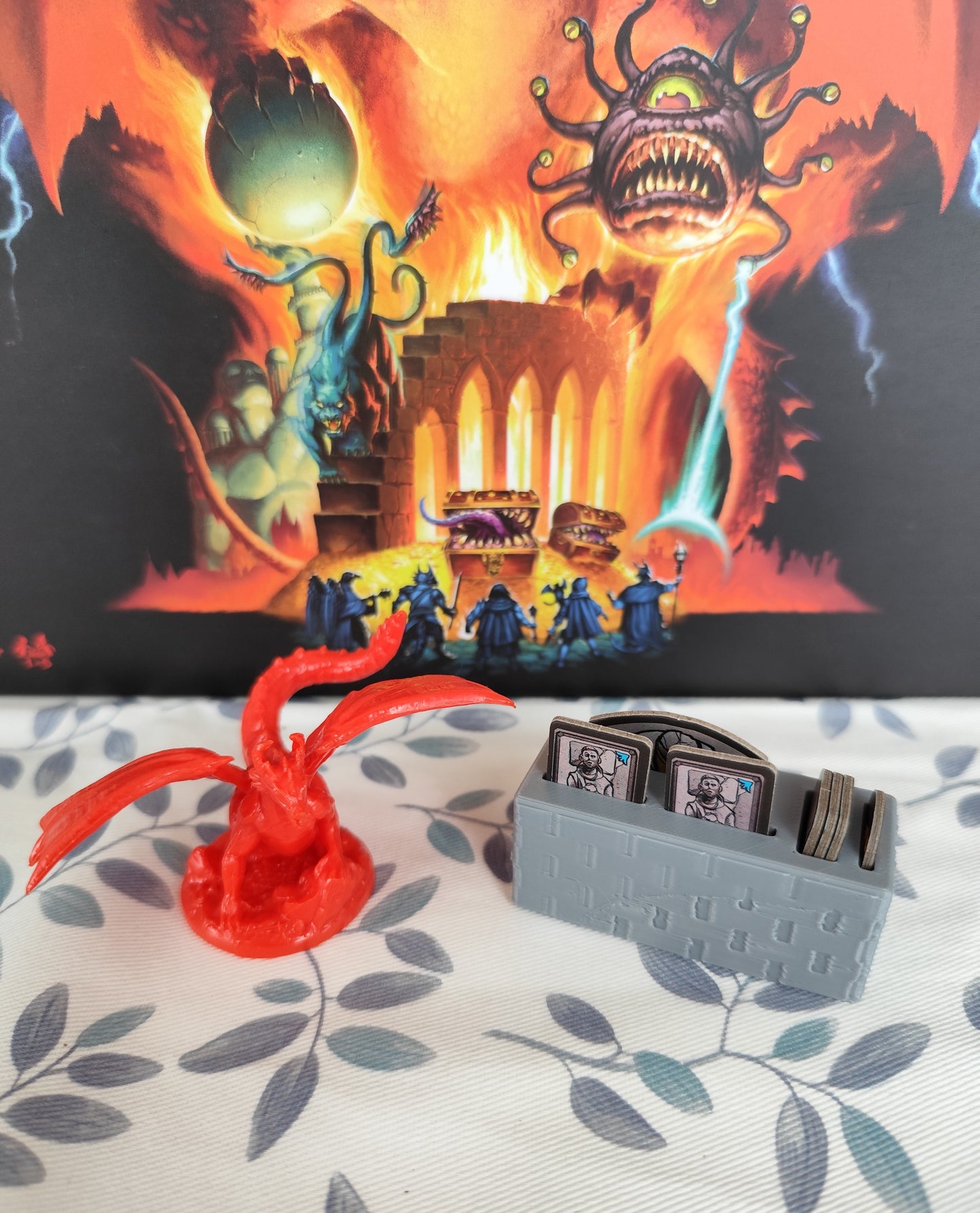 Horrified Dungeons & Dragons board game organizer by KreativLayers, showcasing compartments for game pieces and cards.
