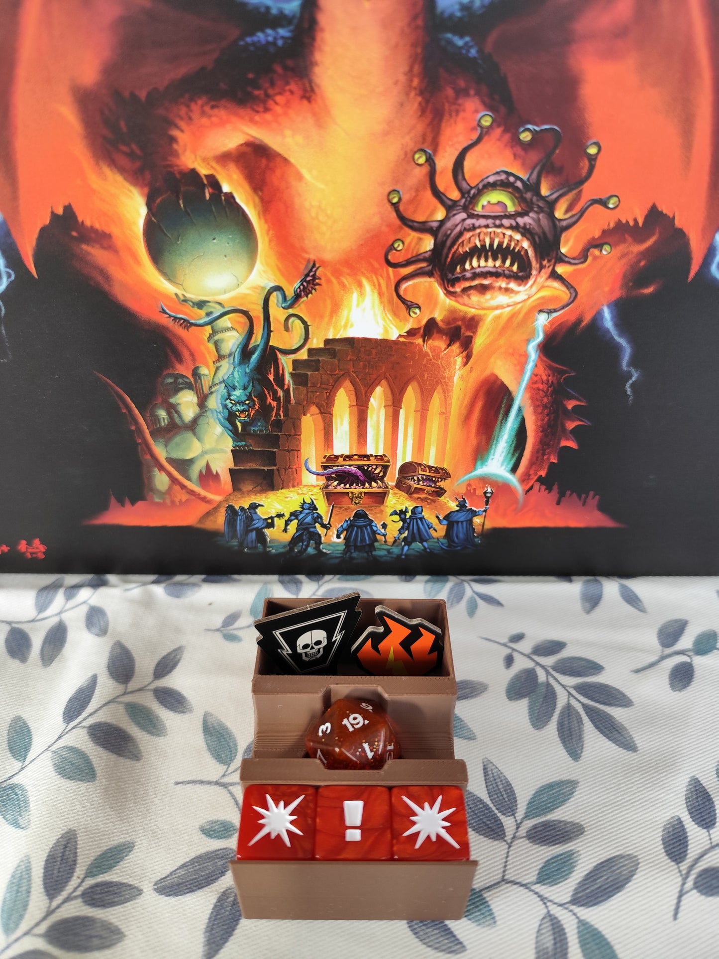 Horrified Dungeons & Dragons board game organizer by KreativLayers with compartments for game pieces and cards.