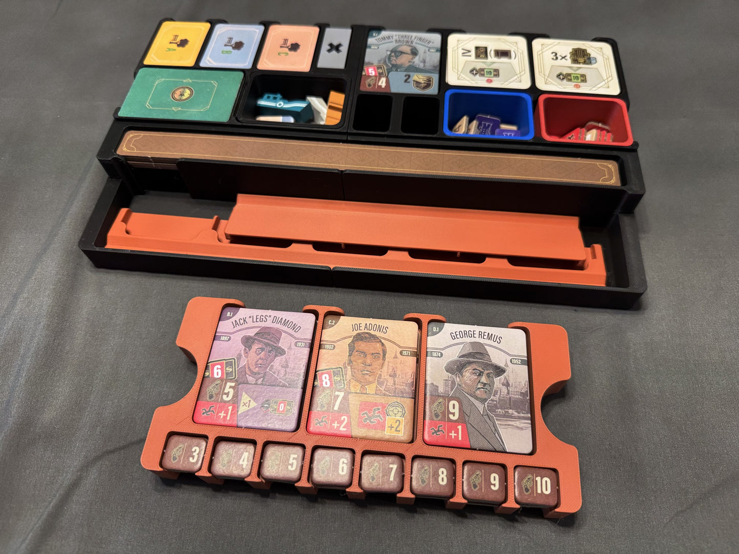 KreativLayers Speakeasy Board Game Insert organizer with compartments for game pieces and cards, shown from above.