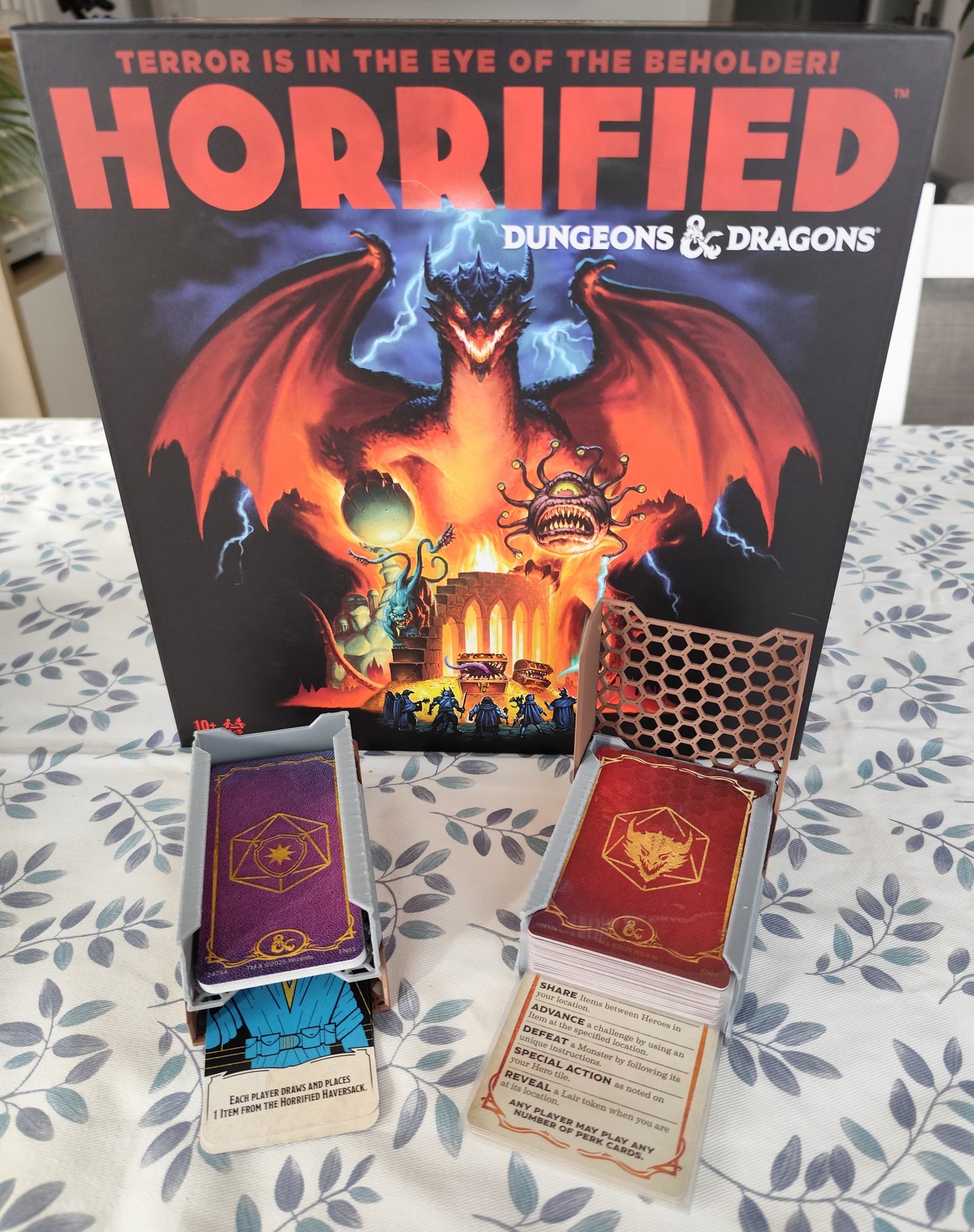 Horrified Dungeons & Dragons board game organizer by KreativLayers, featuring compartments for game pieces and cards.