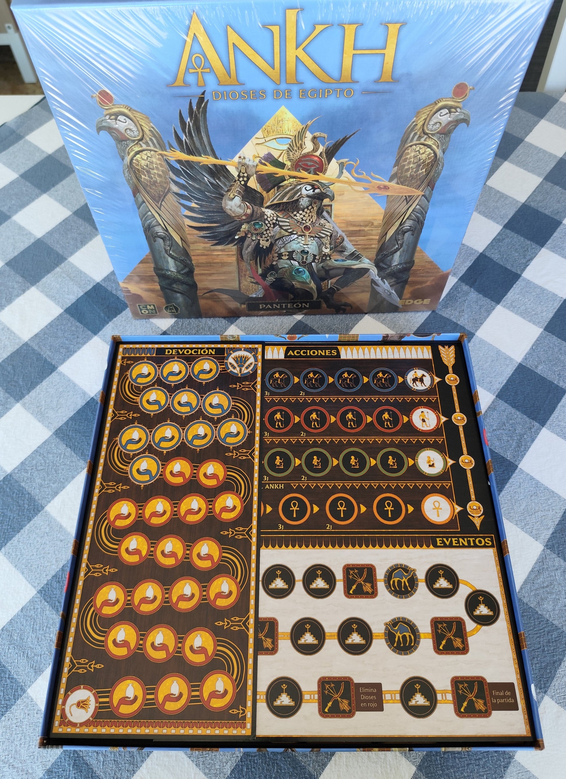 Ankh Gods of Egypt board game organizer by KreativLayers, showcasing compartments for game pieces and cards.