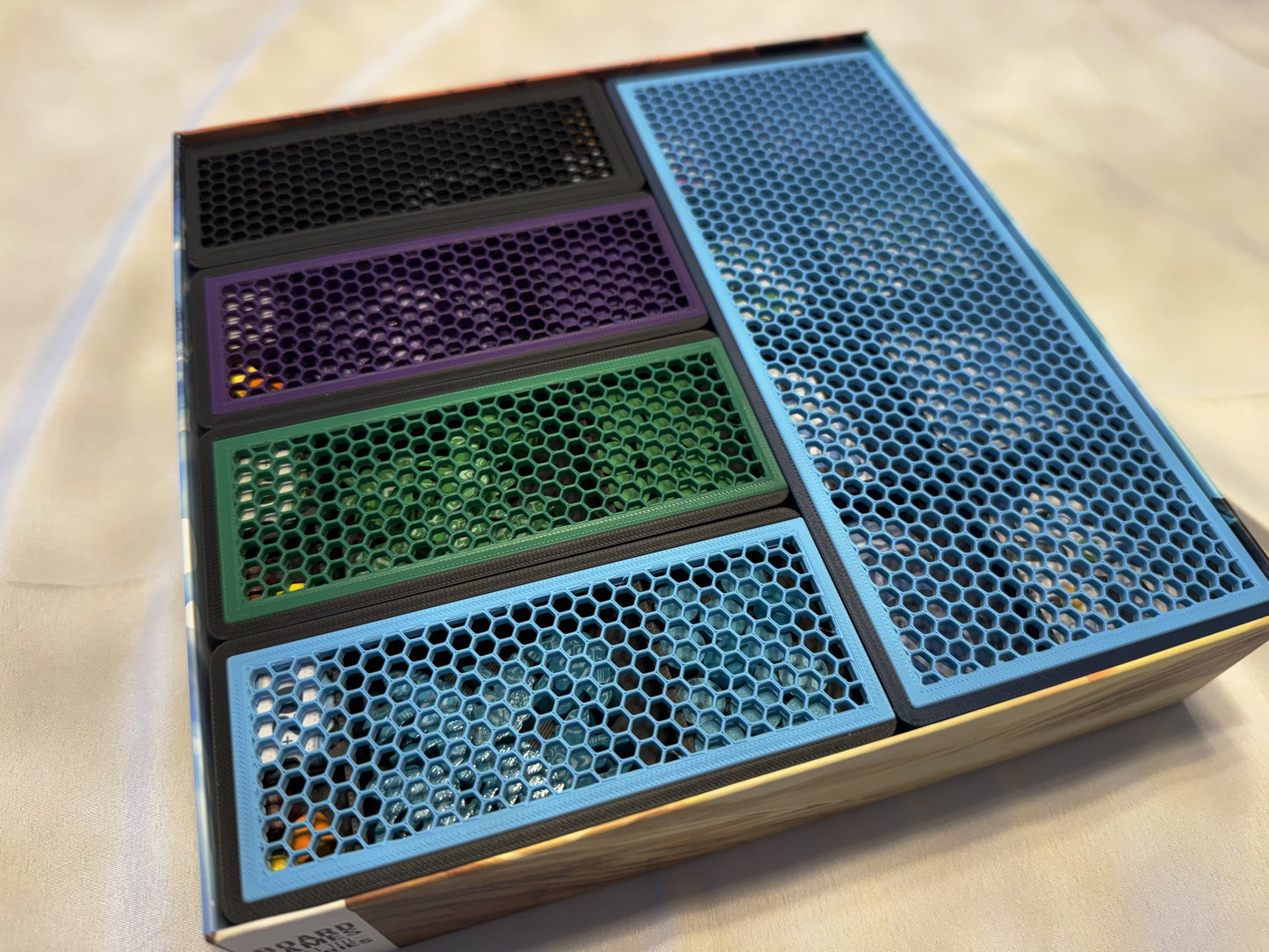 KreativLayers Age of Galaxy Second Edition board game organizer with compartments for game pieces and cards.