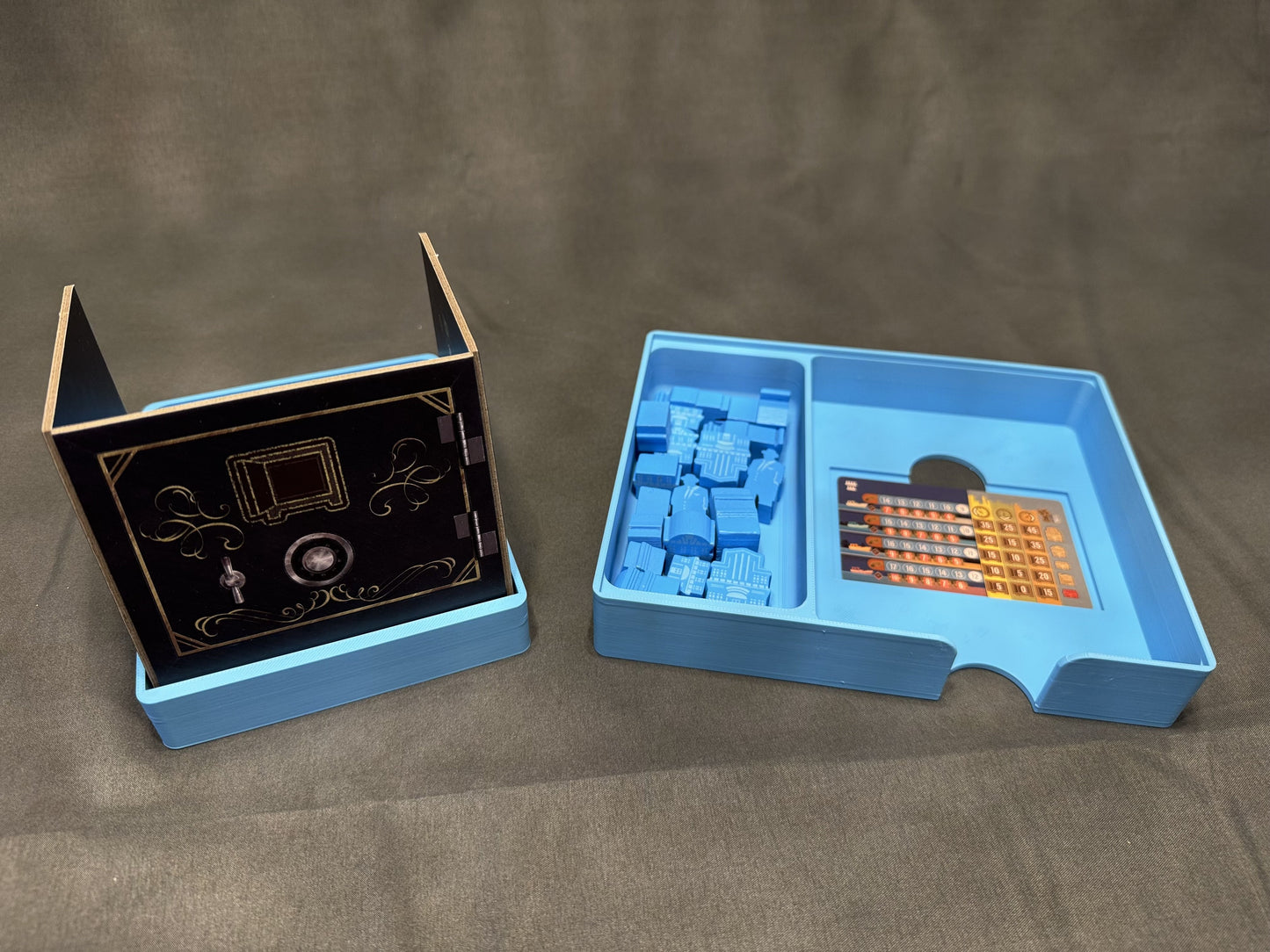KreativLayers Speakeasy board game organizer with compartments for cards, tokens, and game components.