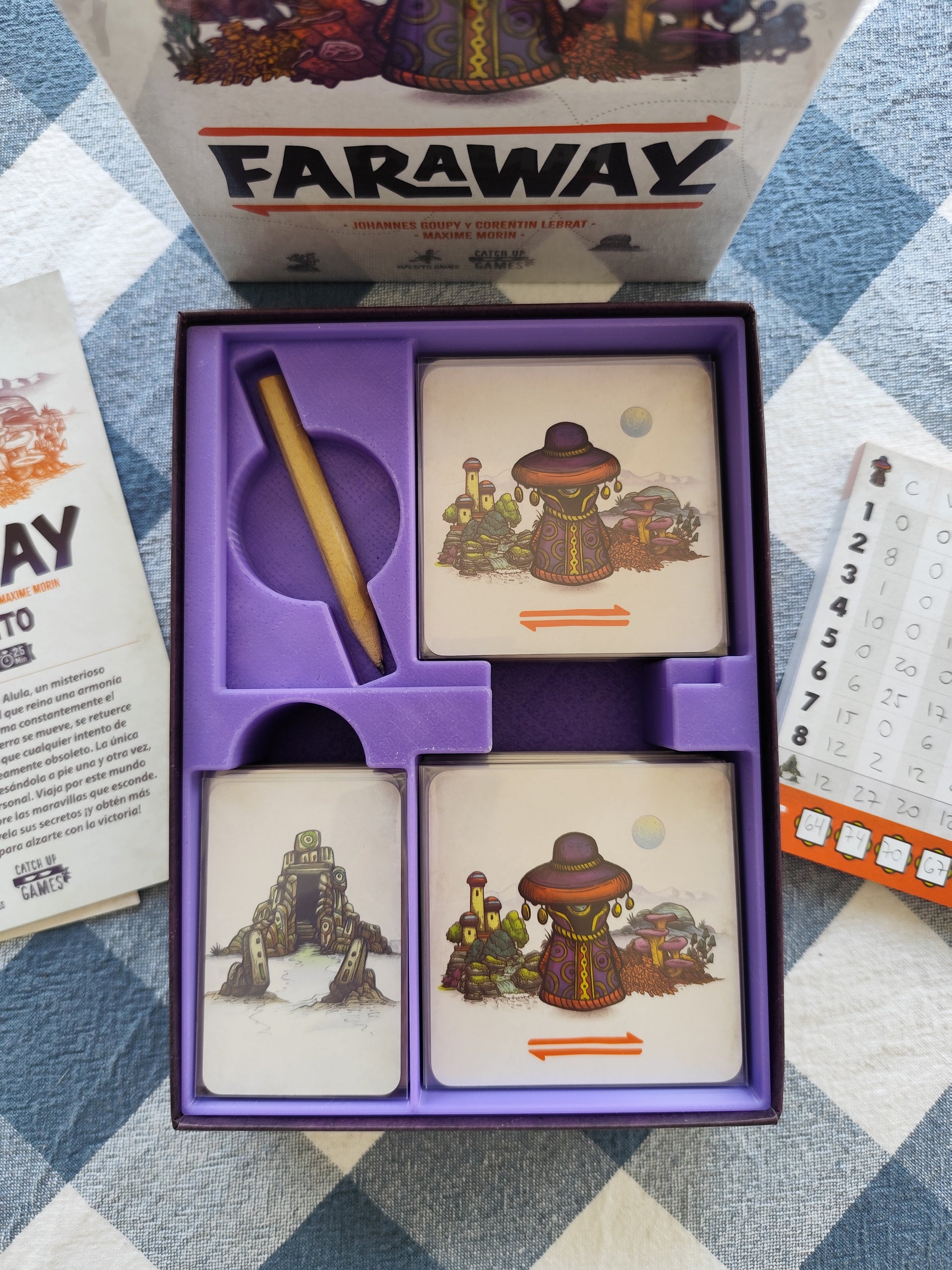 KreativLayers Faraway board game organizer with compartments, designed for efficient game storage and organization.