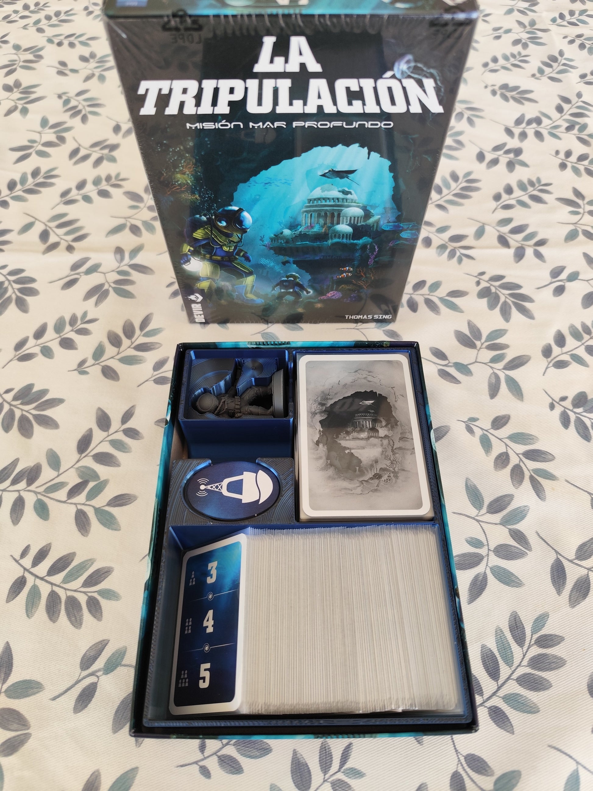 KreativLayers The Crew: Mission Deep Sea board game organizer with compartments for game pieces and cards.