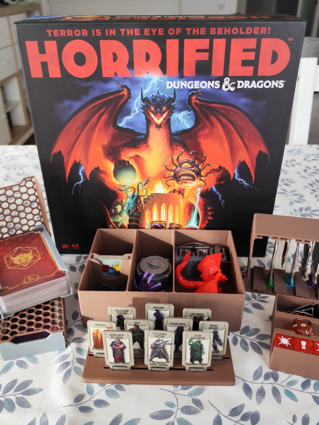 Horrified Dungeons & Dragons board game organizer by KreativLayers, featuring neatly arranged game components and inserts.