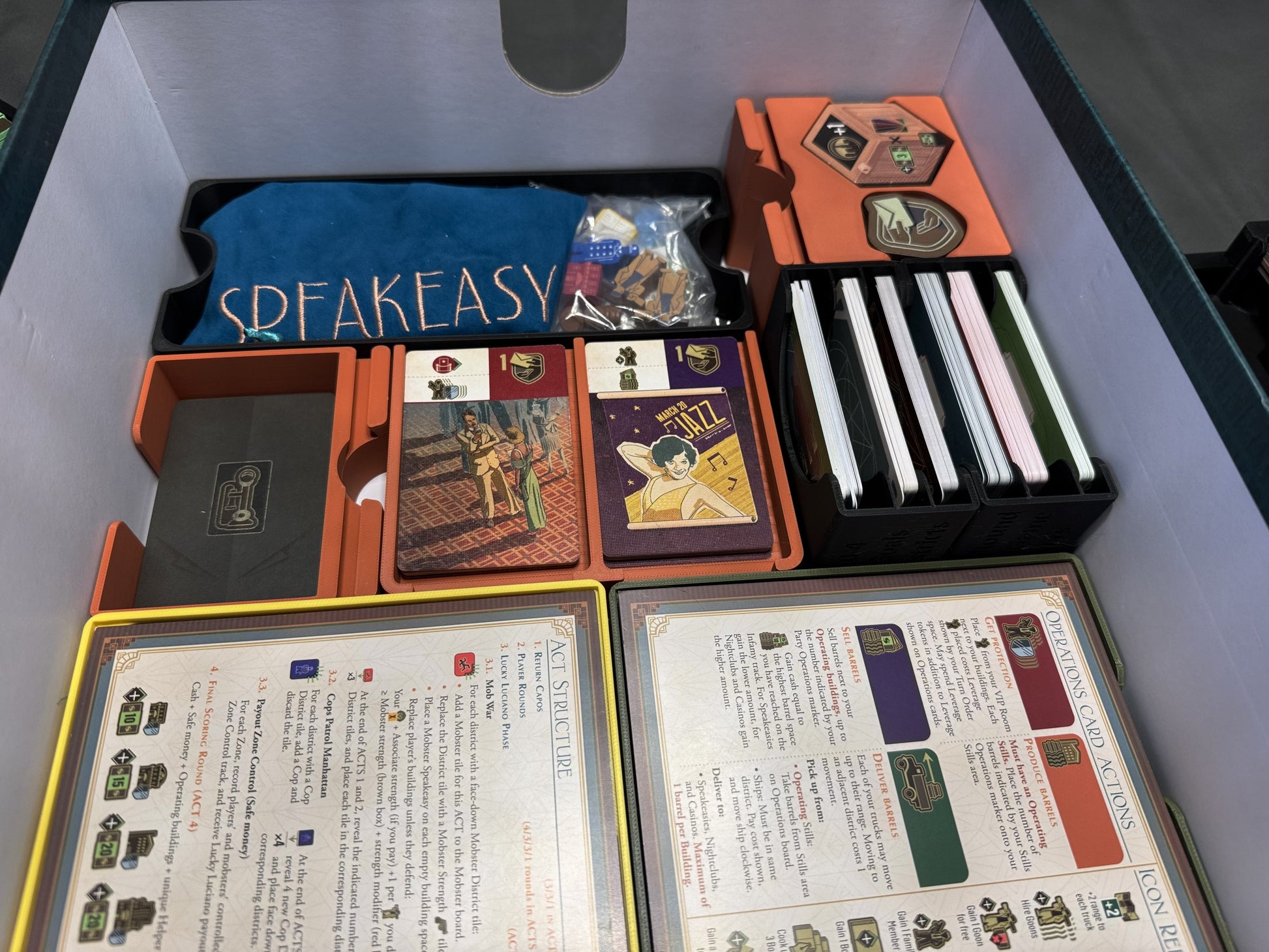 KreativLayers Speakeasy Board Game Insert with organized compartments for game pieces and cards.