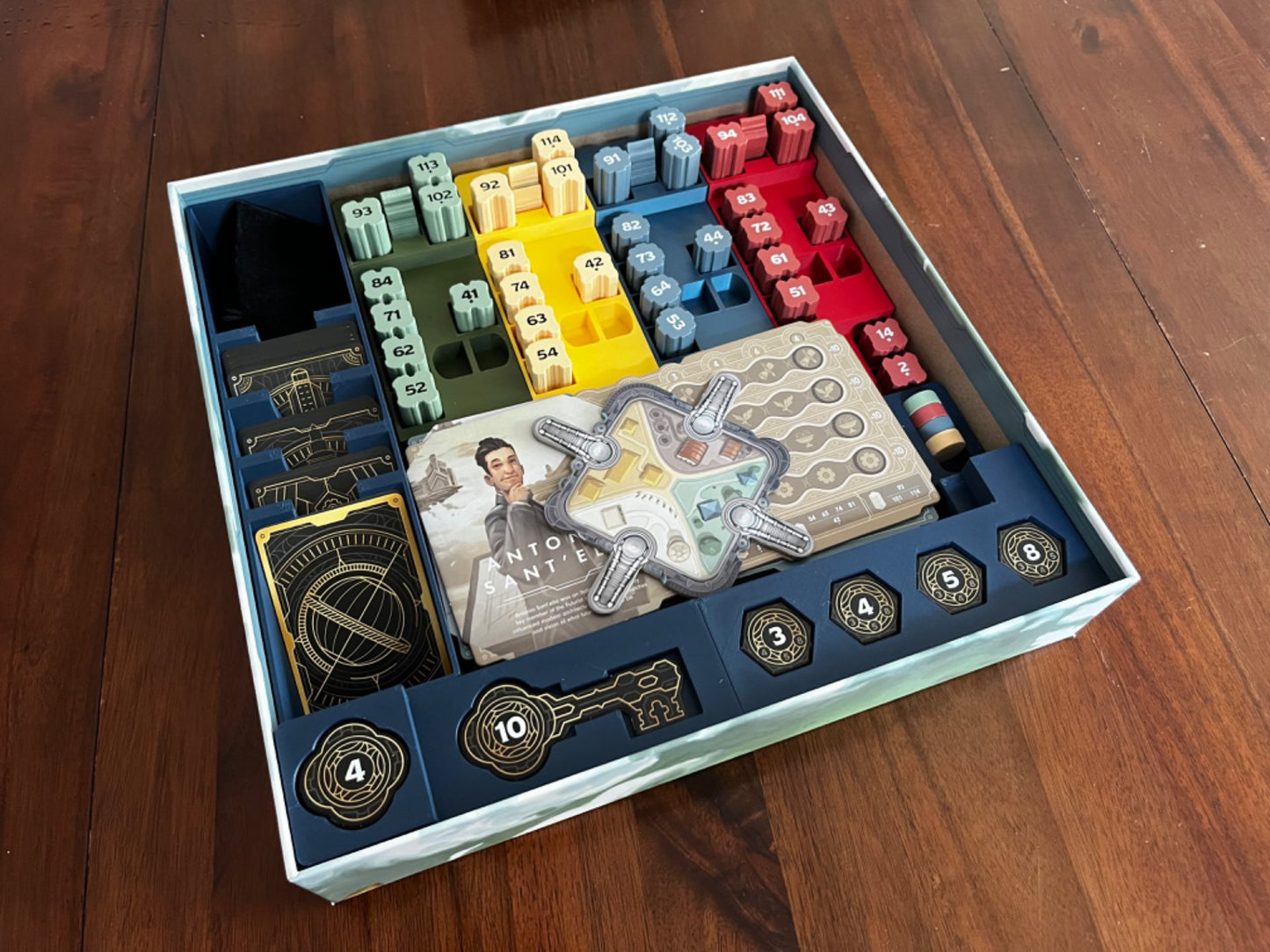 Skyrise Board Game Insert by KreativLayers, showing compartments for game pieces and a neat organization layout.