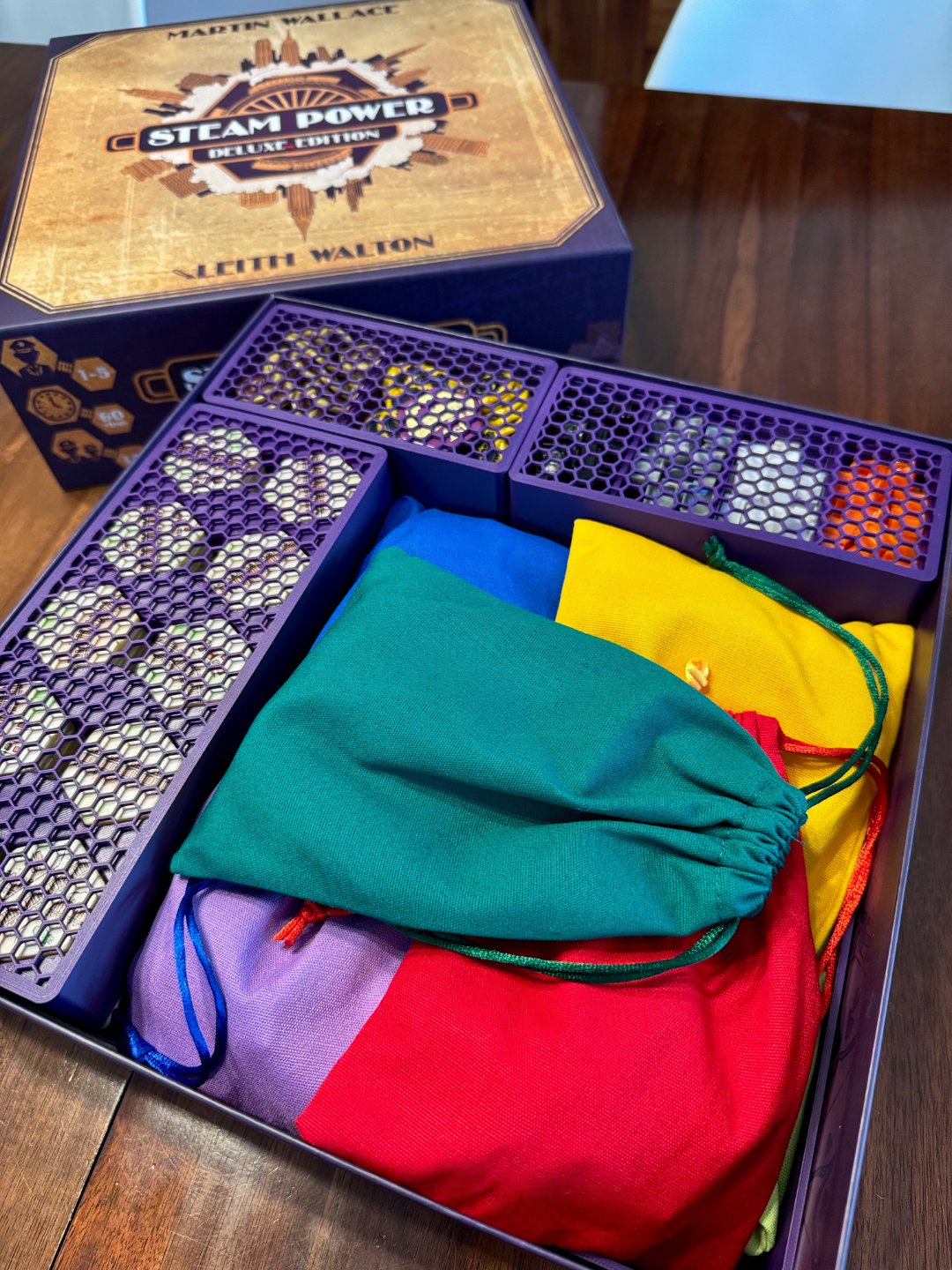 Steam Power Deluxe Insert by KreativLayers, a board game organizer with compartments for game pieces and cards.
