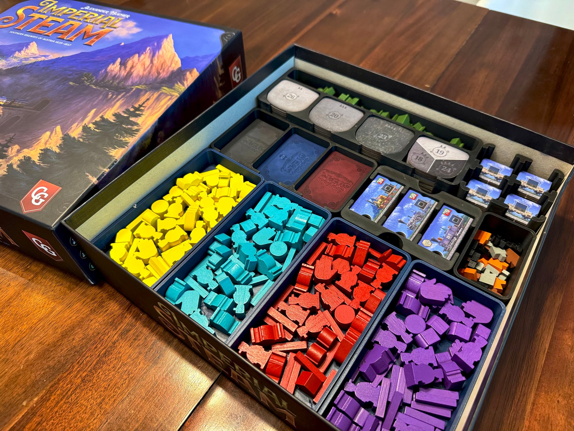 KreativLayers Imperial Steam Insert, a board game organizer designed for optimal game piece storage and organization.