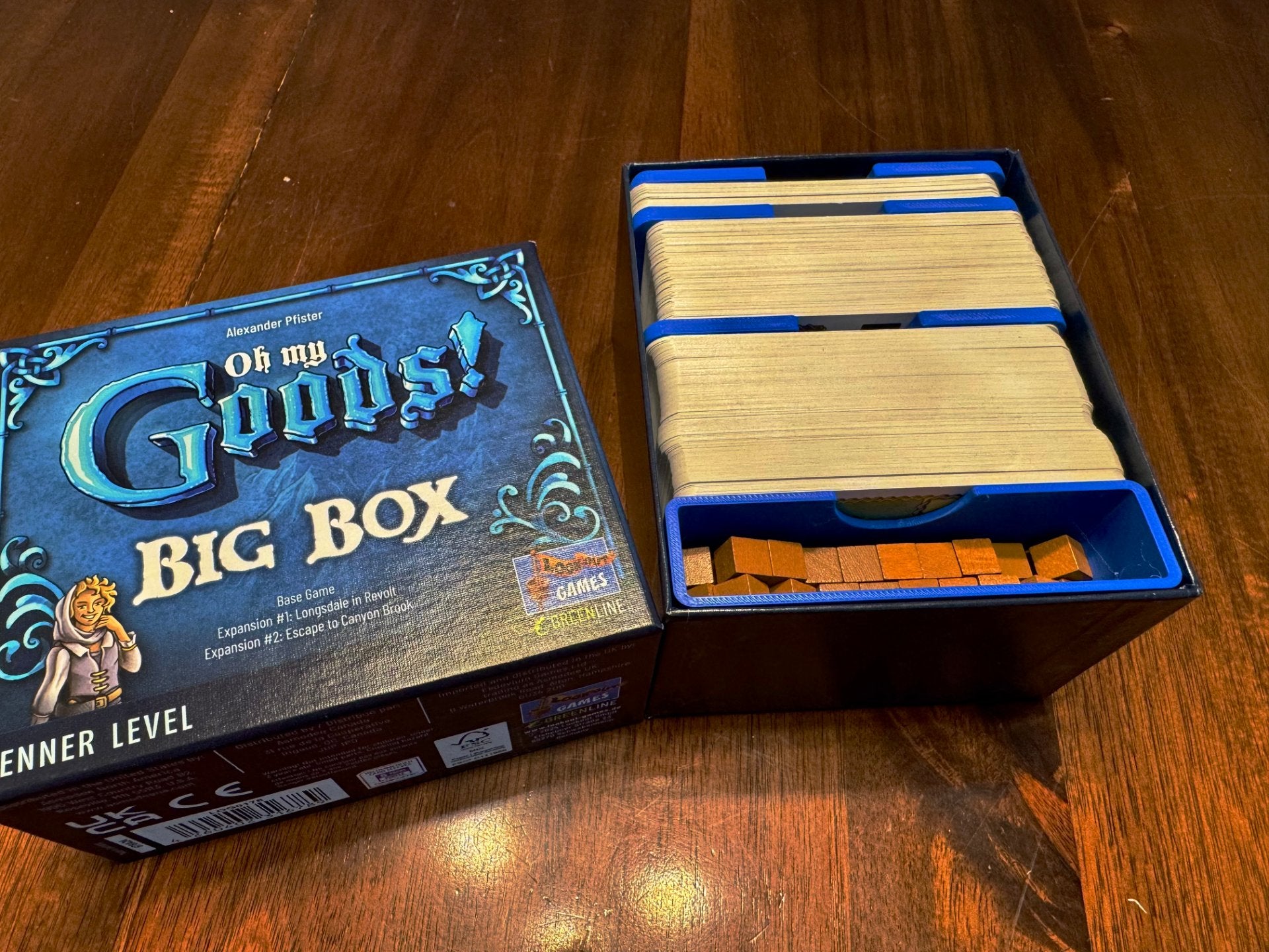 KreativLayers Oh My Goods! Big Box Insert, a board game organizer with compartments for game pieces and cards.