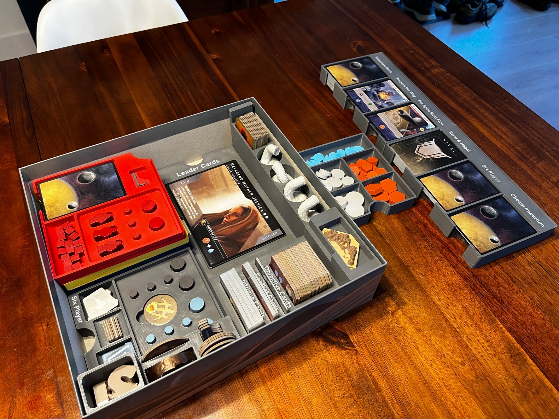Dune Imperium Uprising board game organizer by KreativLayers with compartments for game components and cards.