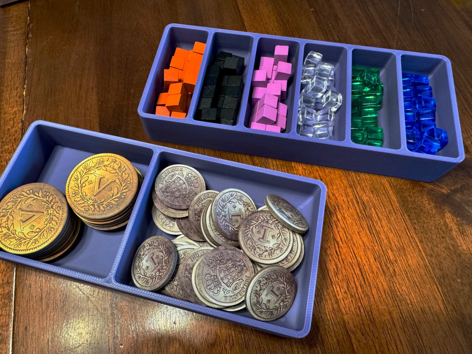 KreativLayers Stephens Board Game Organizer with compartments for game pieces and cards, designed for efficient storage.