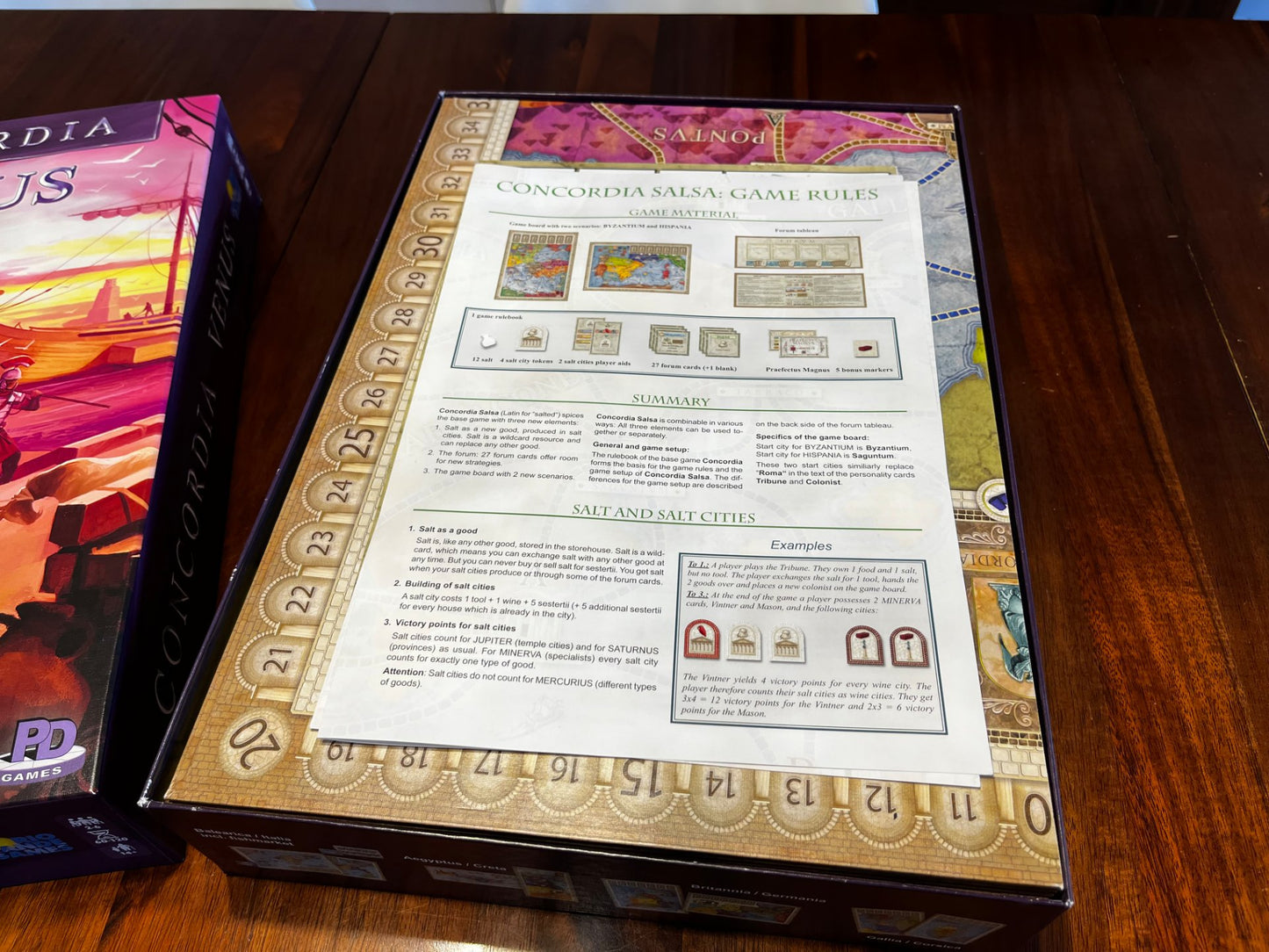 Concordia Venus board game organizer by KreativLayers, featuring compartments for game pieces and cards.
