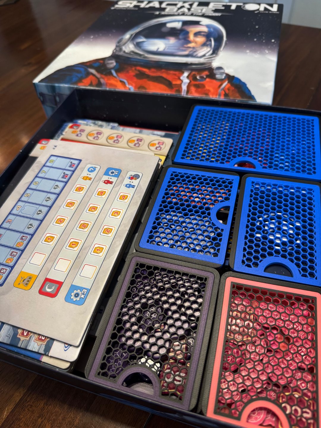 KreativLayers Shackleton Base Insert, a board game organizer with compartments for game pieces and cards.