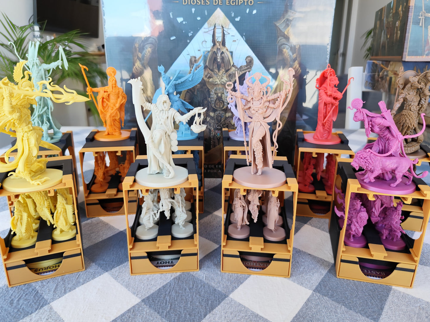 Board game organizer for Ankh Gods of Egypt by KreativLayers, featuring compartments for game pieces and cards.