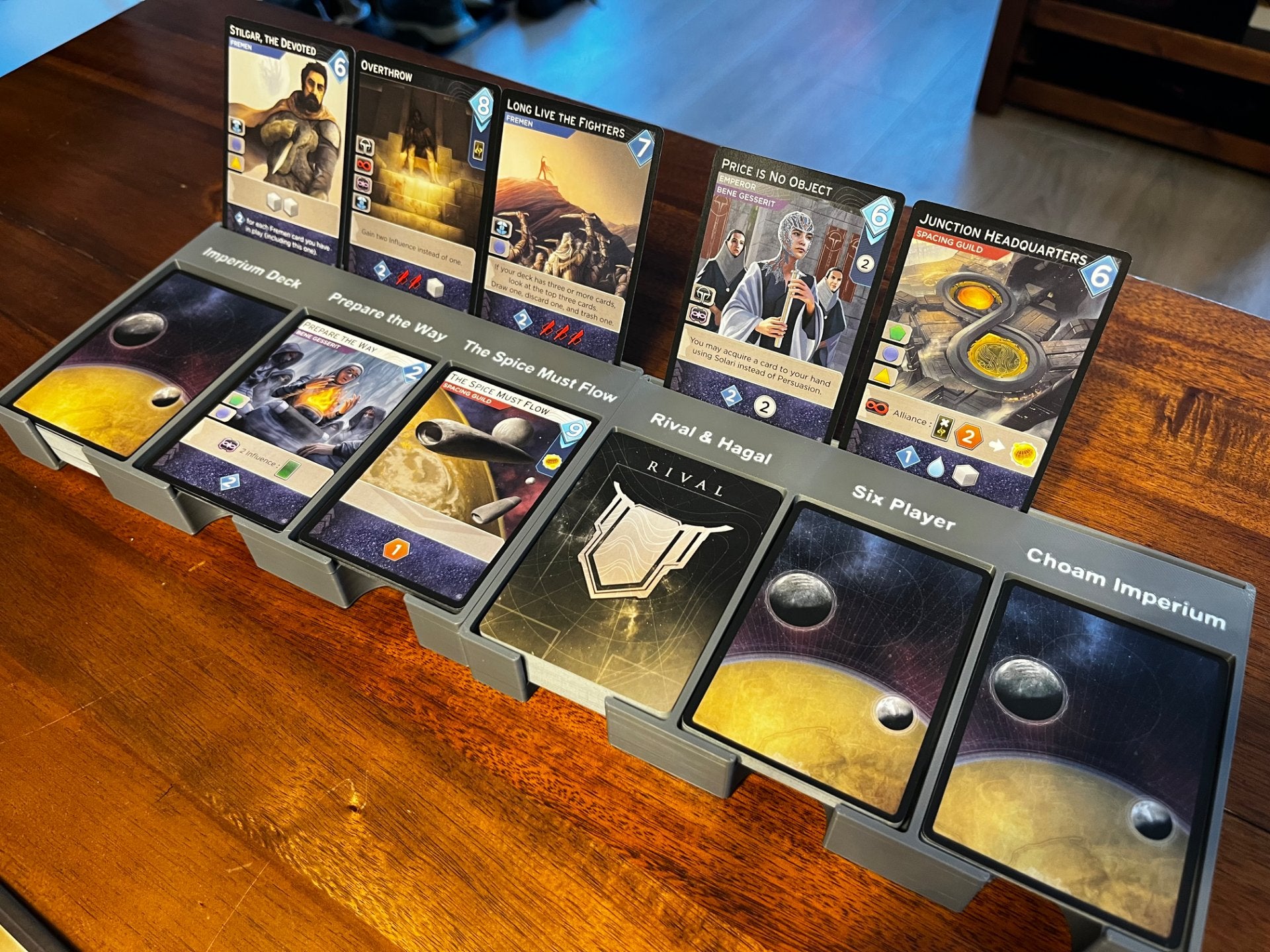 Dune Imperium Uprising board game organizer by KreativLayers with compartments for cards and tokens in a sleek design.