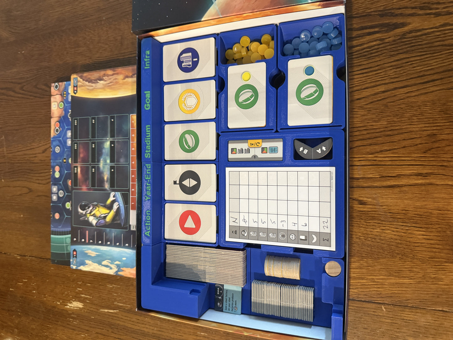 KreativLayers evacuation game insert organizer designed for efficient board game storage and easy access to components.