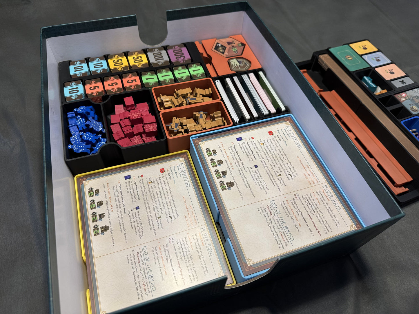 KreativLayers Speakeasy Board Game Insert, featuring organized compartments for game pieces and cards.