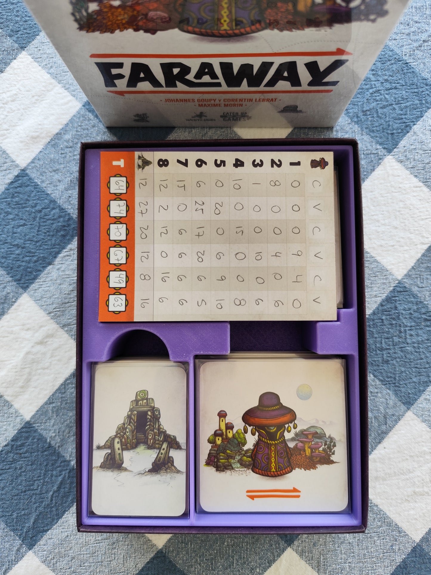 KreativLayers Faraway board game organizer showcasing compartments and design for efficient game piece storage.