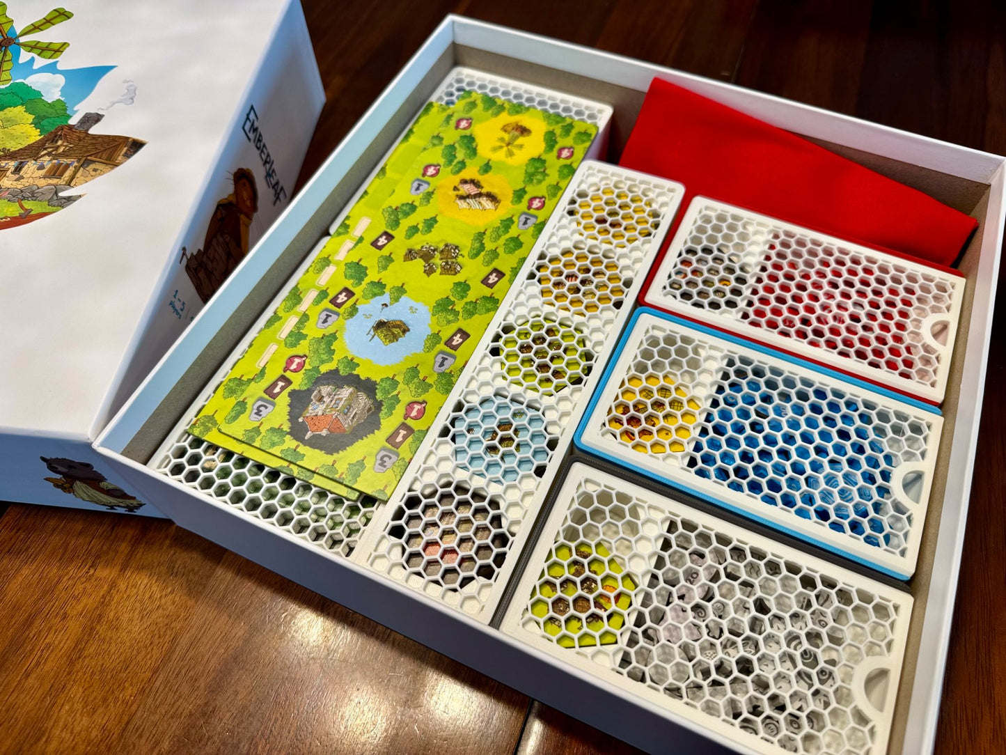 Emberleaf Game Insert by KreativLayers, showcasing a sturdy board game organizer with compartments for game pieces.