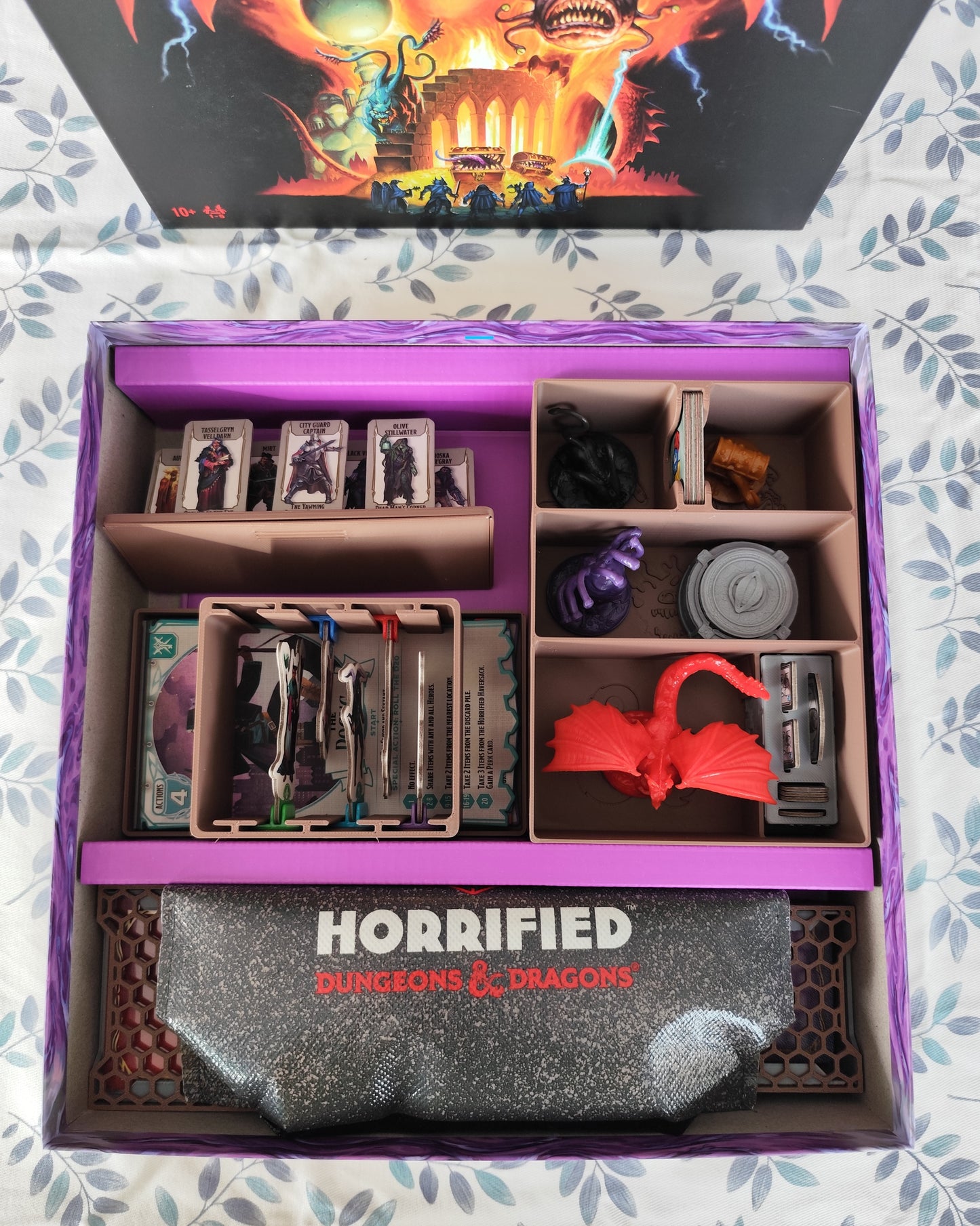 Horrified Dungeons & Dragons board game organizer by KreativLayers, featuring custom compartments and a sleek design.