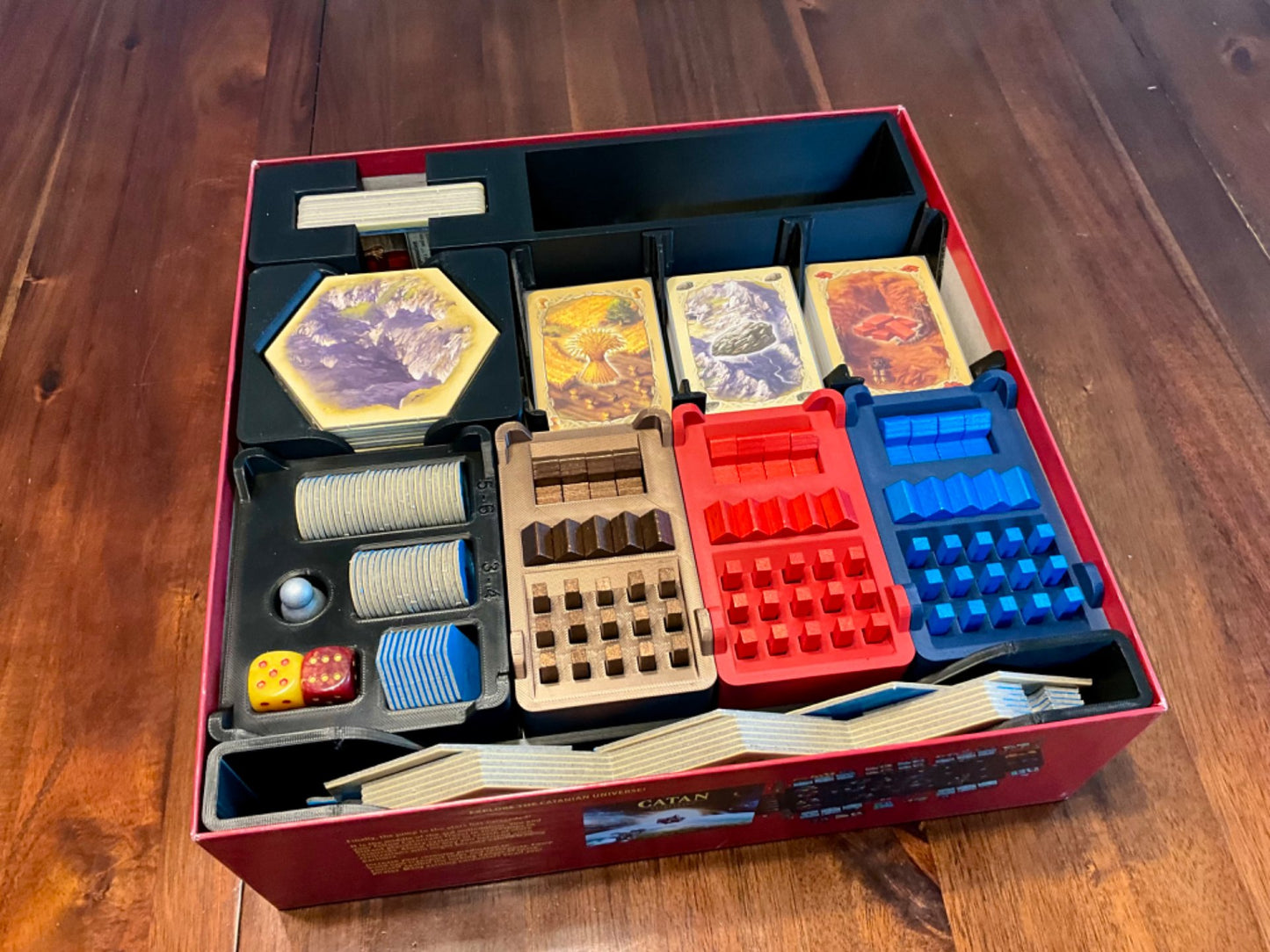 Catan 25th Anniversary Edition organizer by KreativLayers with compartments for game pieces and cards.
