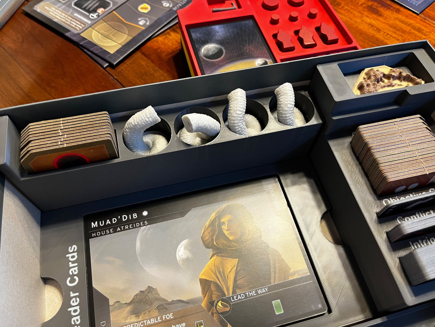Dune Imperium Uprising board game organizer by KreativLayers, featuring compartments for game components and cards.