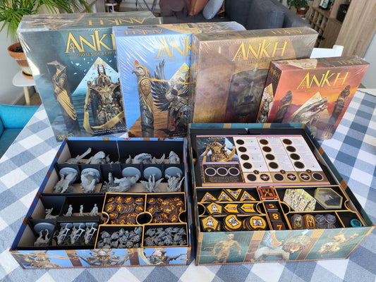 KreativLayers Ankh Gods of Egypt board game organizer with compartments for tokens and game pieces.