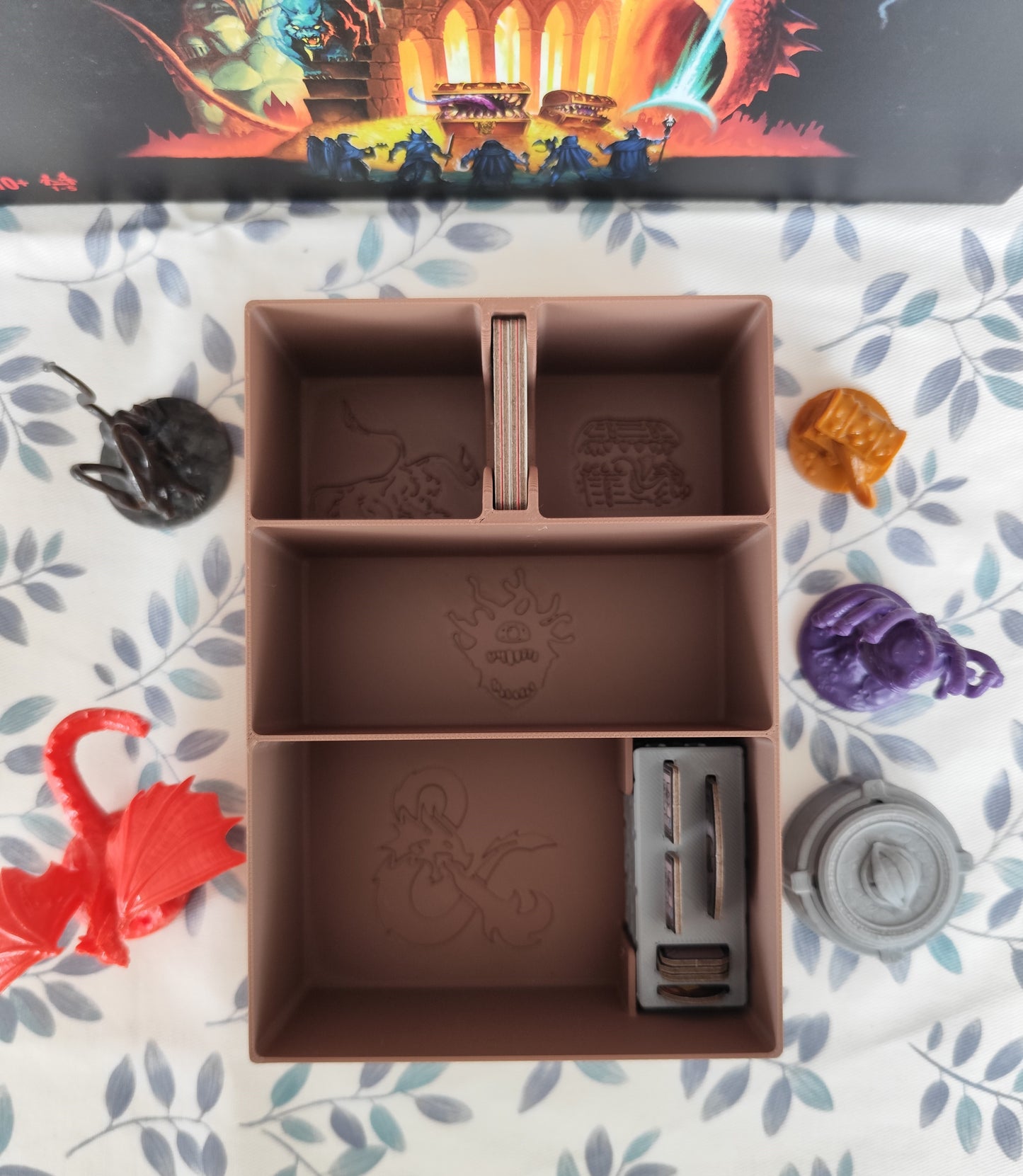 Horrified Dungeons & Dragons board game organizer by KreativLayers, featuring compartments for game components and cards.