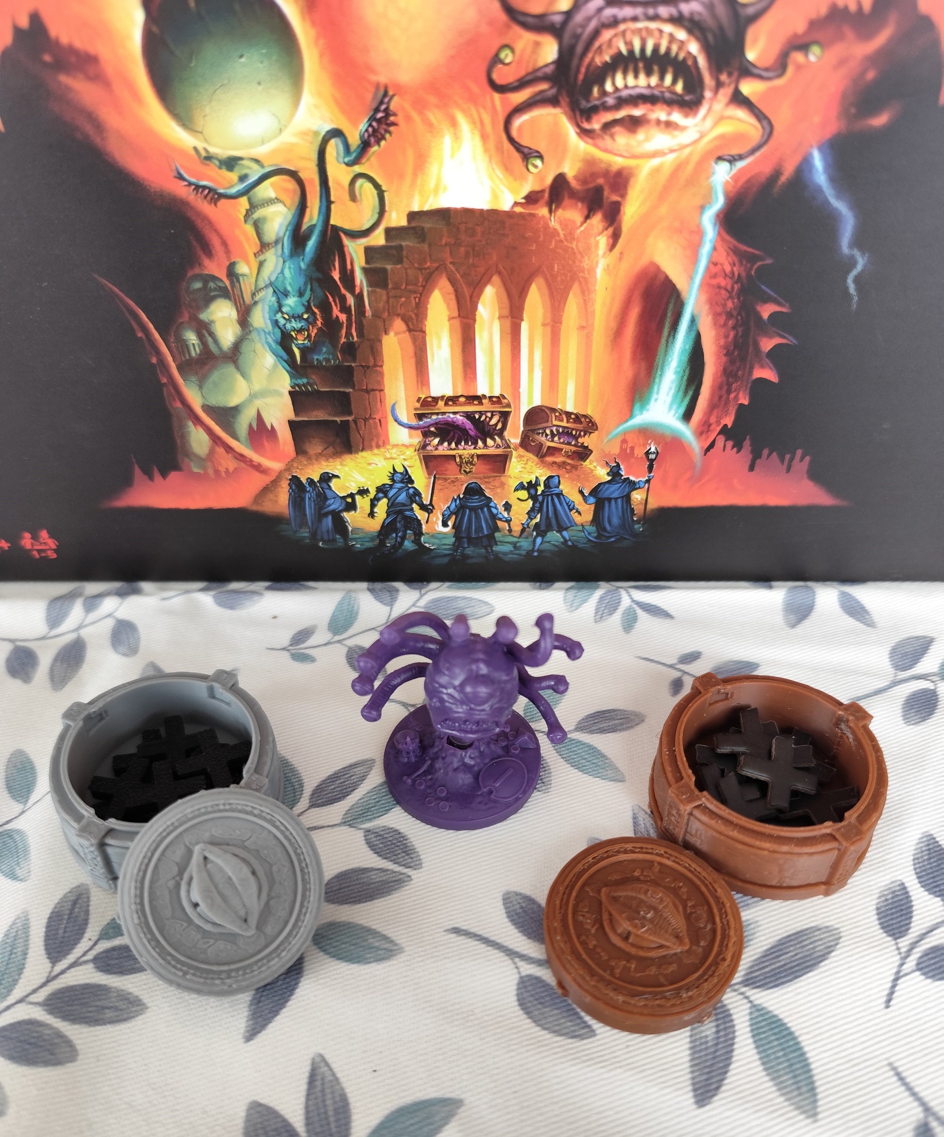Horrified Dungeons & Dragons board game organizer by KreativLayers with compartments for game pieces and cards.
