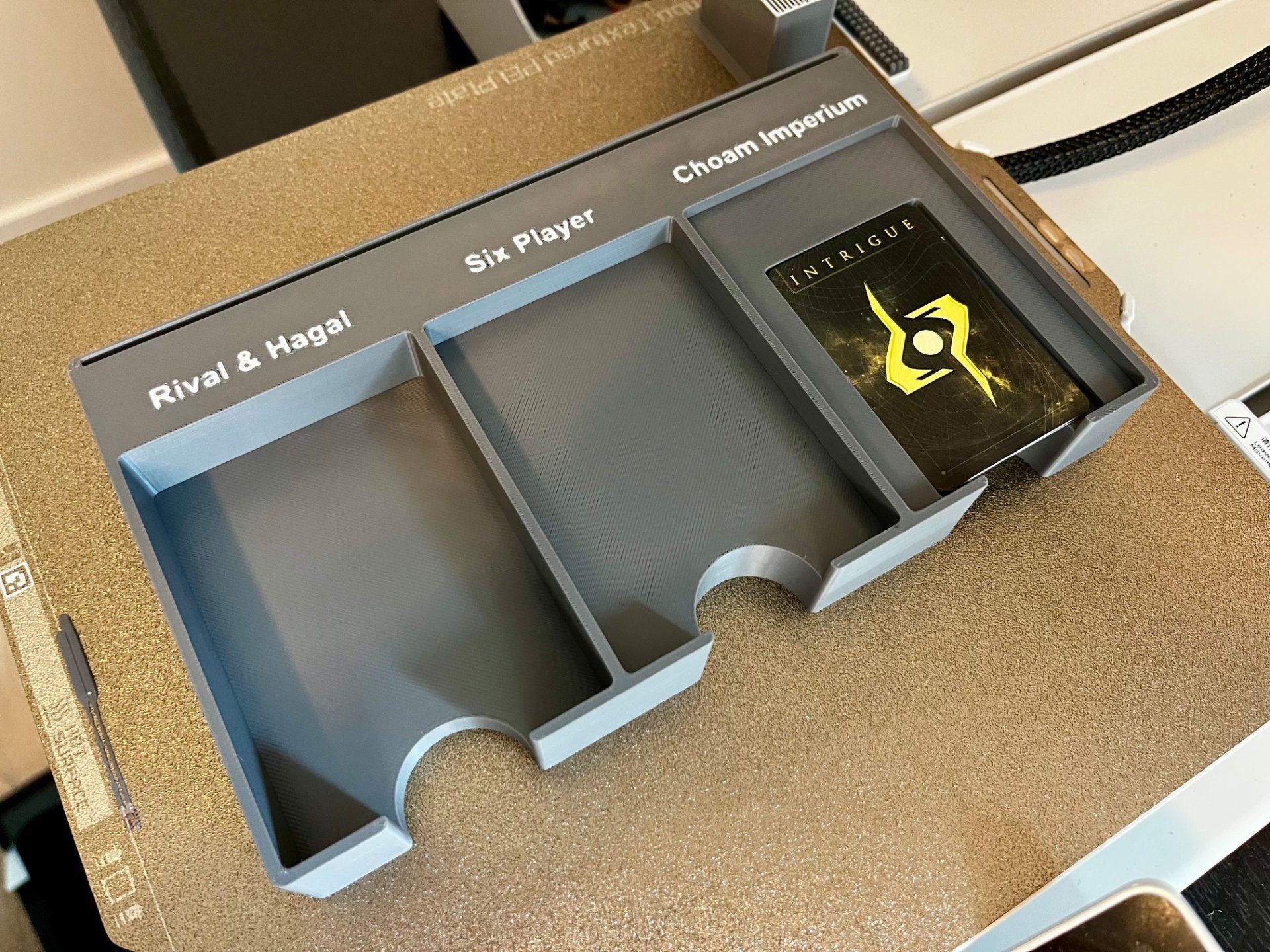 Dune Imperium Uprising board game organizer by KreativLayers, featuring custom compartments for game components.