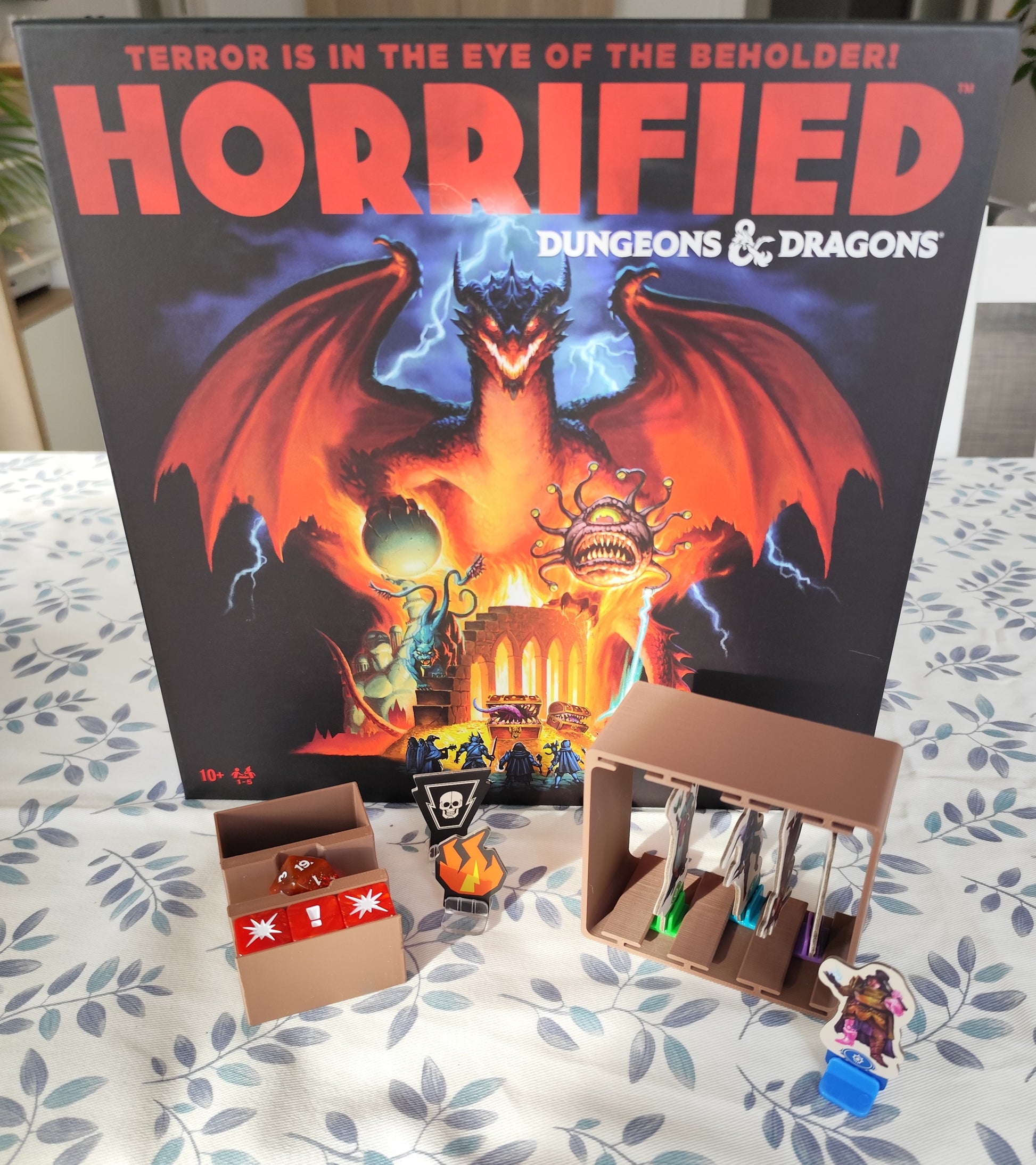 Horrified Dungeons & Dragons board game organizer by KreativLayers, featuring compartments for game components and accessories.