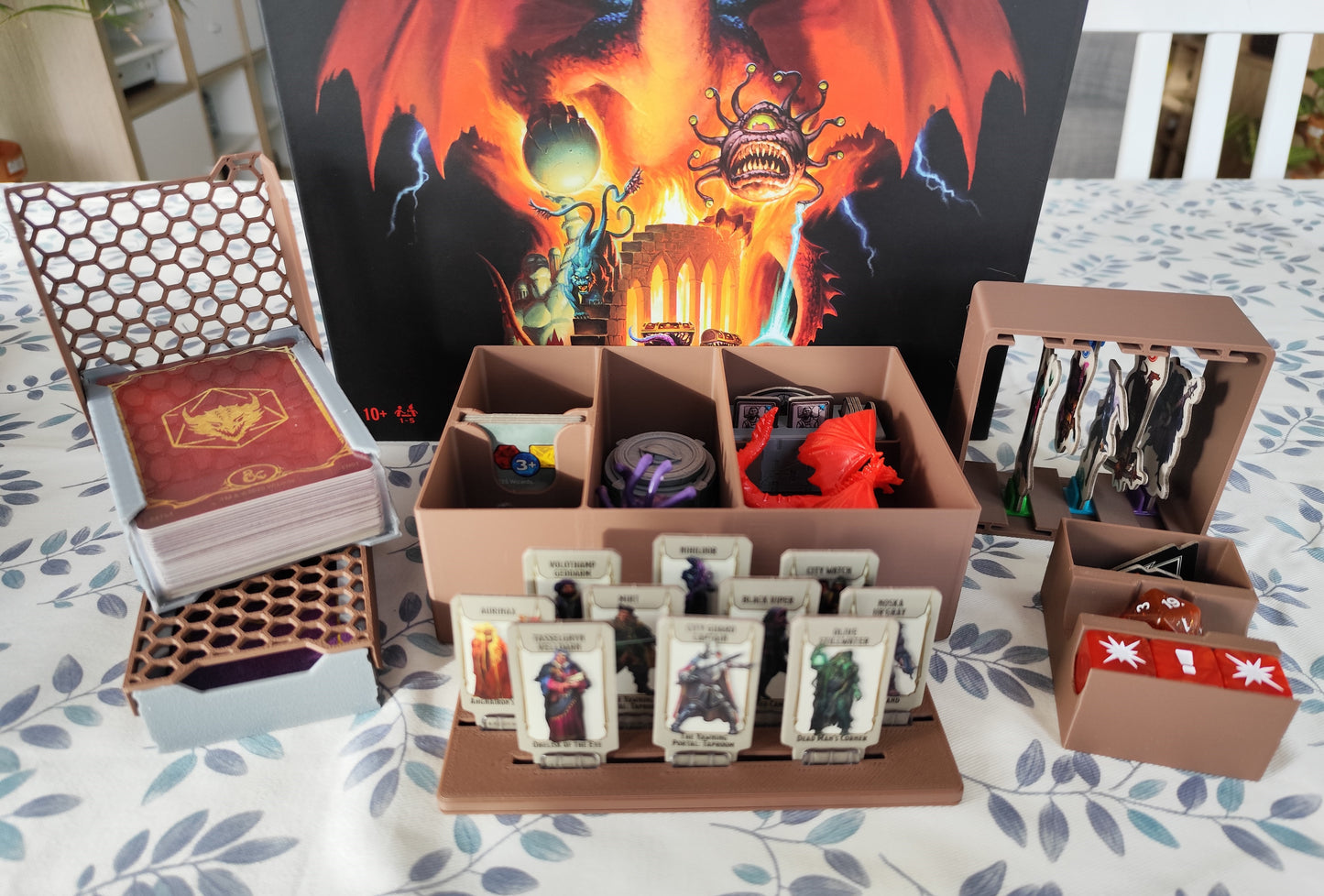 Horrified Dungeons & Dragons board game organizer by KreativLayers, featuring compartments for game pieces and cards.