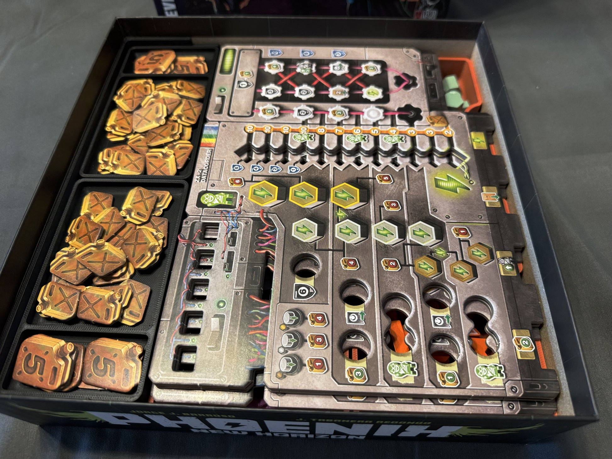Phoenix New Horizon Board Game Organizer by KreativLayers, featuring compartments for game pieces and cards.