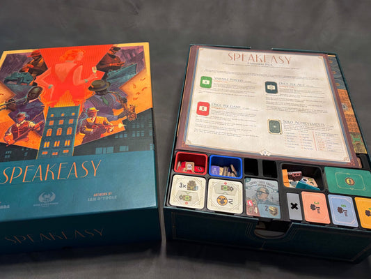 KreativLayers Speakeasy Board Game Insert, featuring organized compartments for game pieces and cards.
