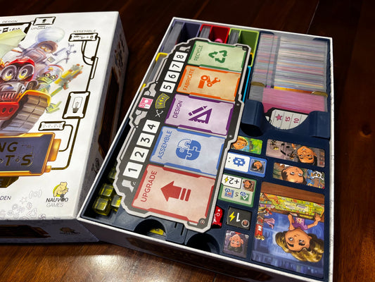 Raising Robots Deluxe Insert by KreativLayers, featuring compartments for organizing board game components.