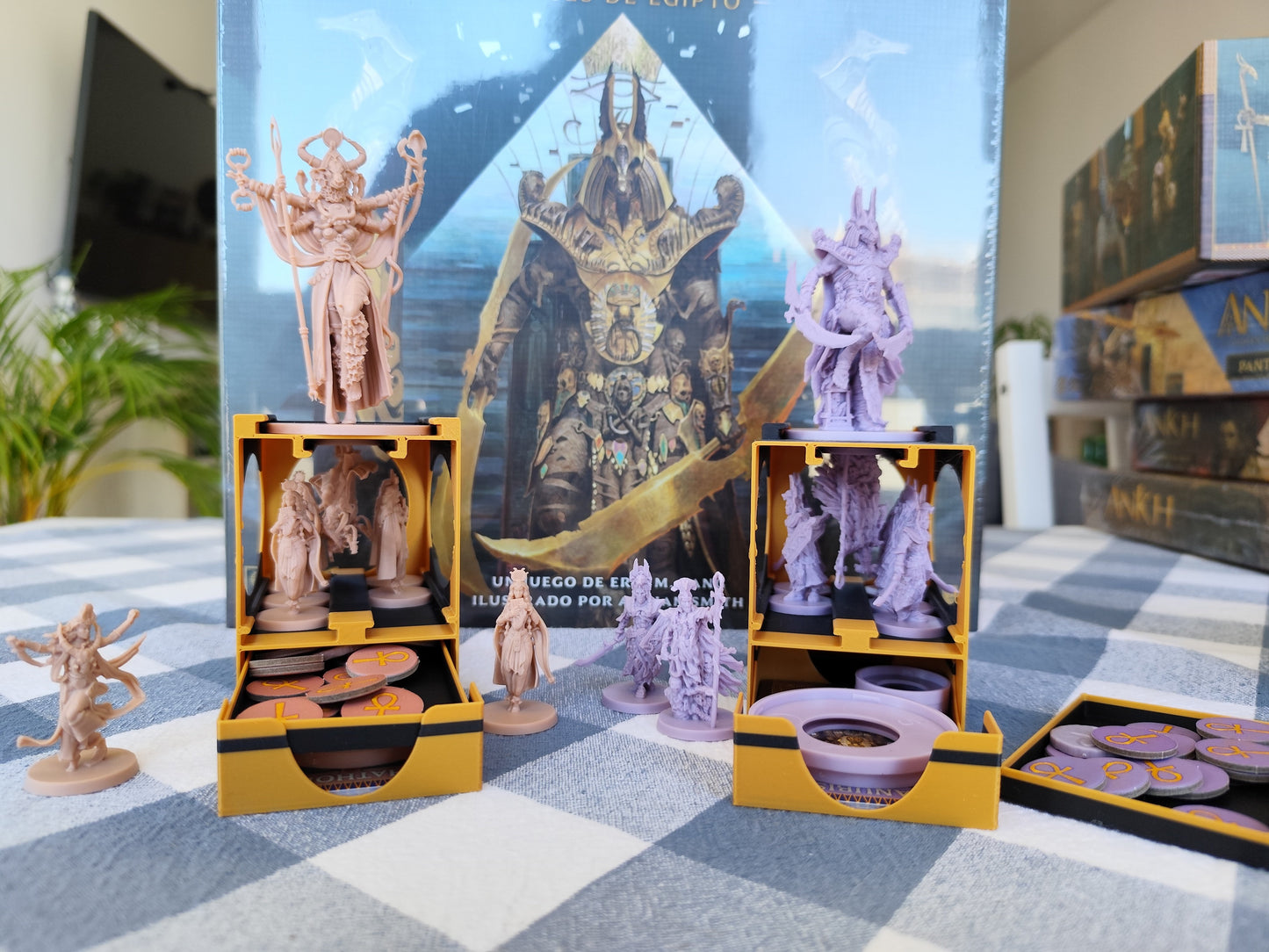 Board game organizer for Ankh Gods of Egypt, featuring compartments and a sleek design by KreativLayers.