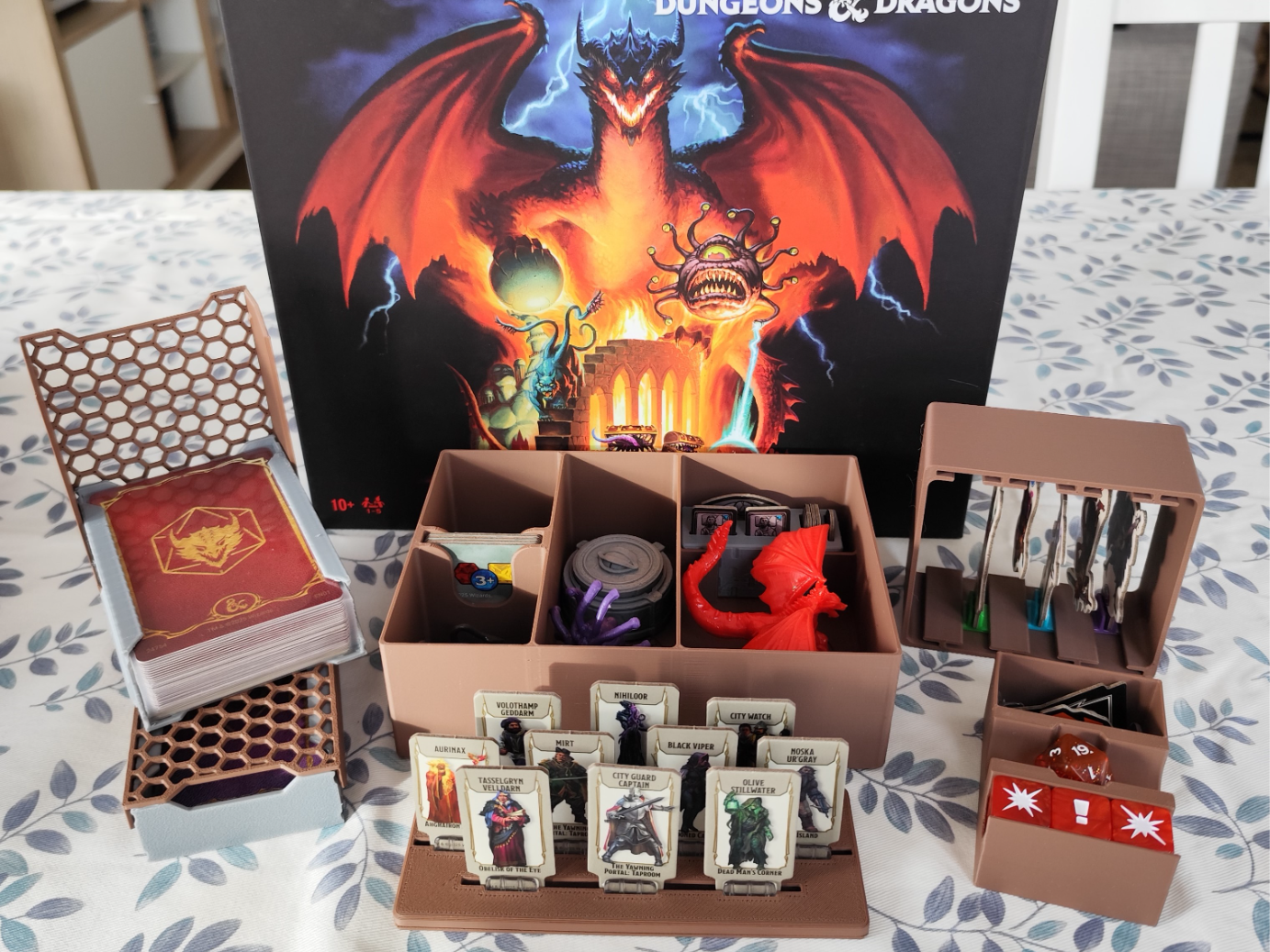 Horrified Dungeons & Dragons board game organizer by KreativLayers, featuring compartments for game pieces and cards.