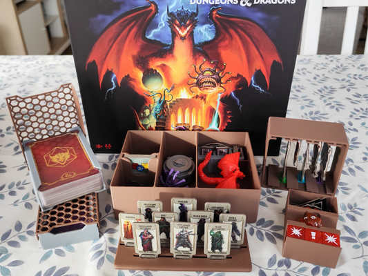 Horrified Dungeons & Dragons board game organizer by KreativLayers, featuring compartments for game pieces and cards.