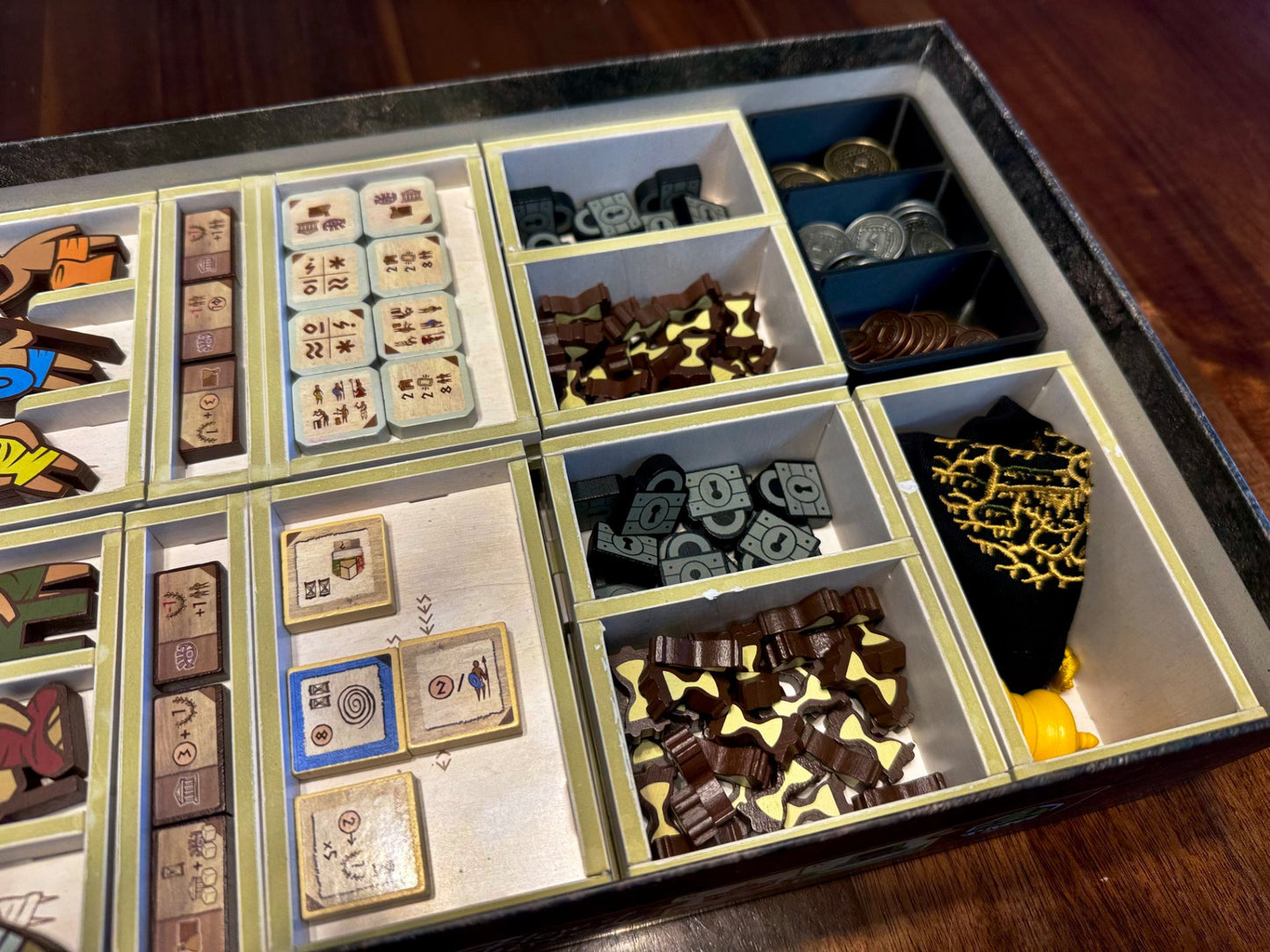 Deluxified coin trays for board games by KreativLayers, featuring multiple compartments for organized gameplay.